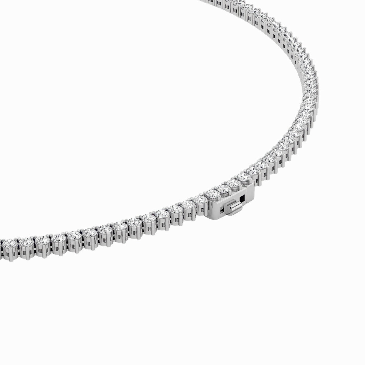 14K White Gold Lab Grown Diamond Graduated Riviera Necklace