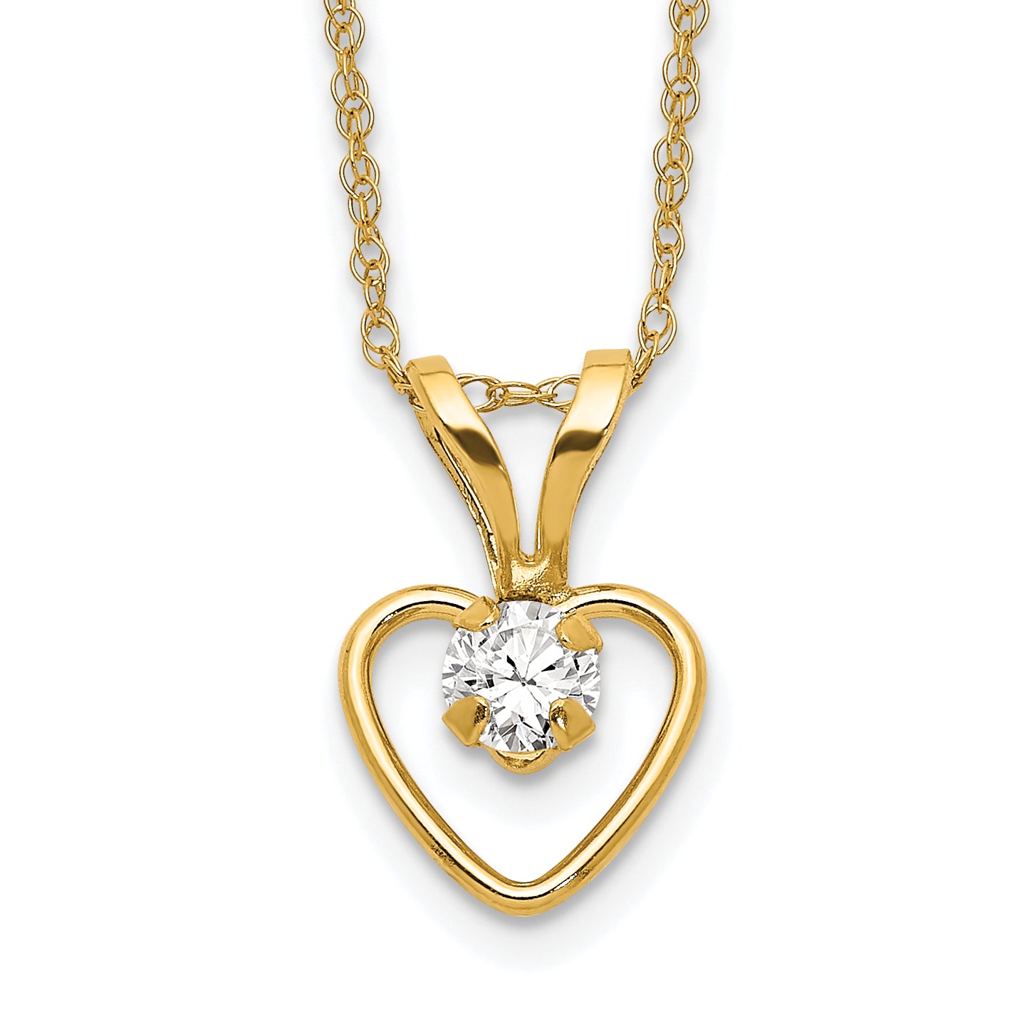 10k Yellow Gold Heart in Heart Necklace