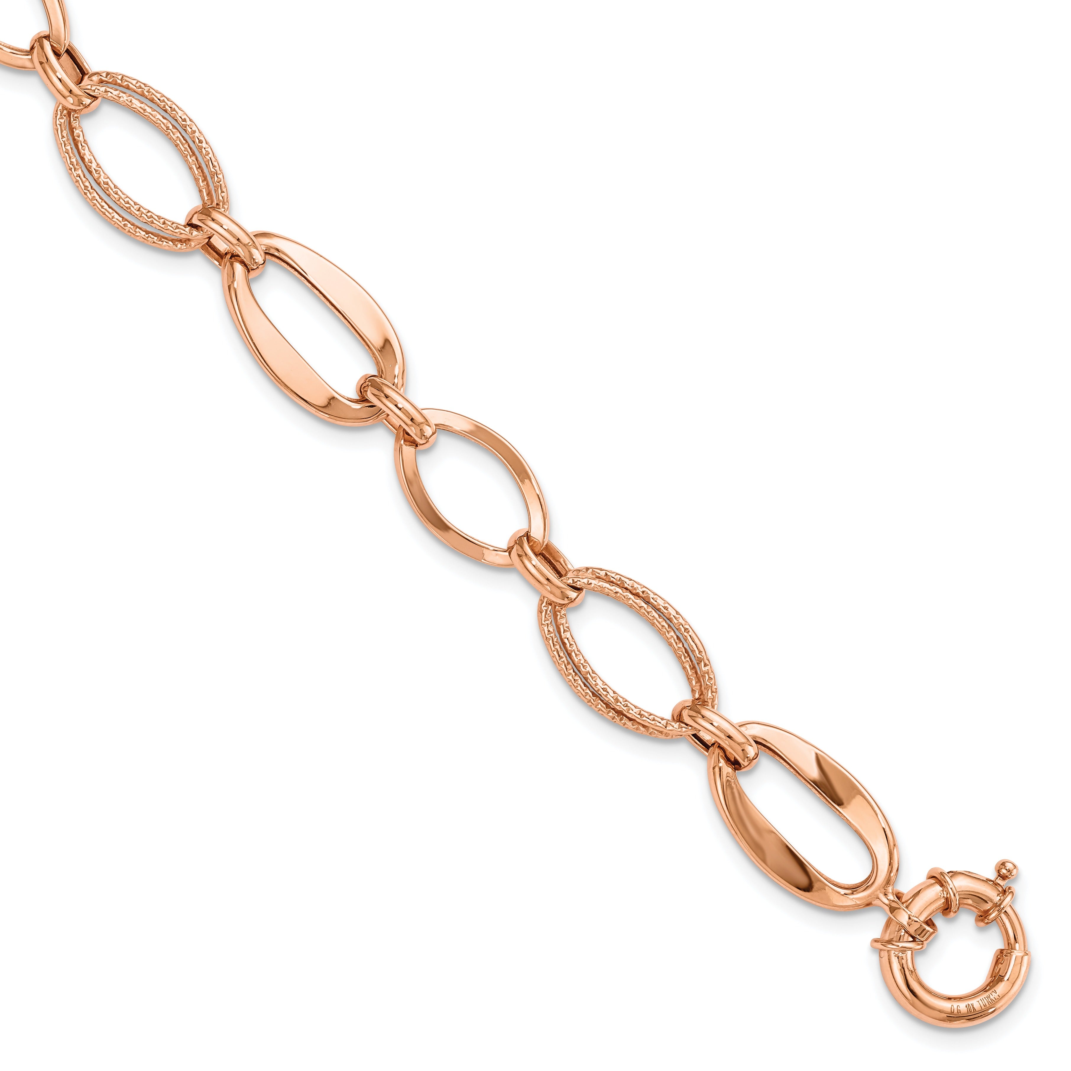 10k Rose Gold Textured Link Bracelet
