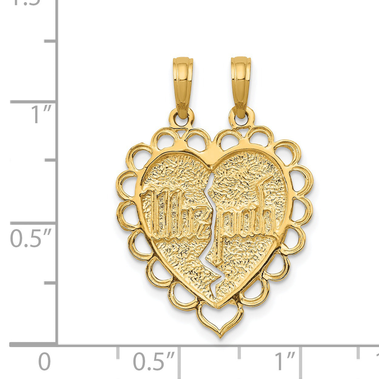14k Gold Reversible MIZPAH Breakable Heart Pendant