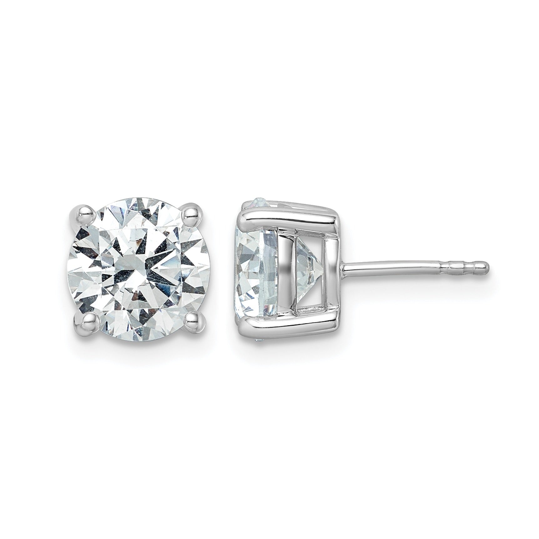 14K White Gold Round Shaped Lab Grown Diamond Stud Earrings