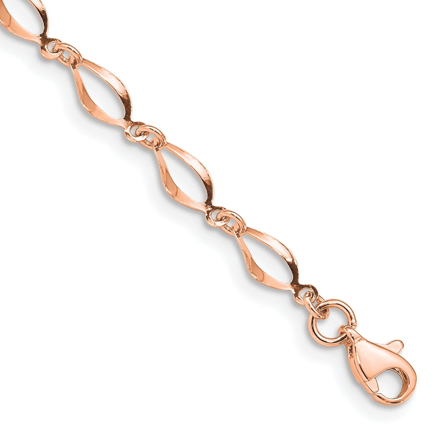 14k Rose Gold Fancy Twisted Infinity Link Bracelet