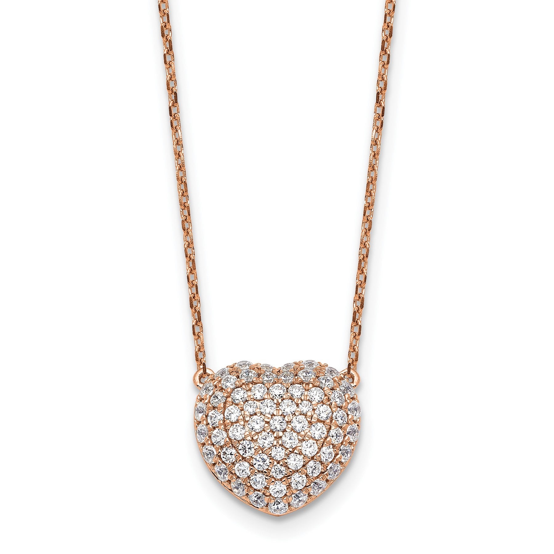 Lab Grown Diamond Cluster Heart Necklace 14K White Gold