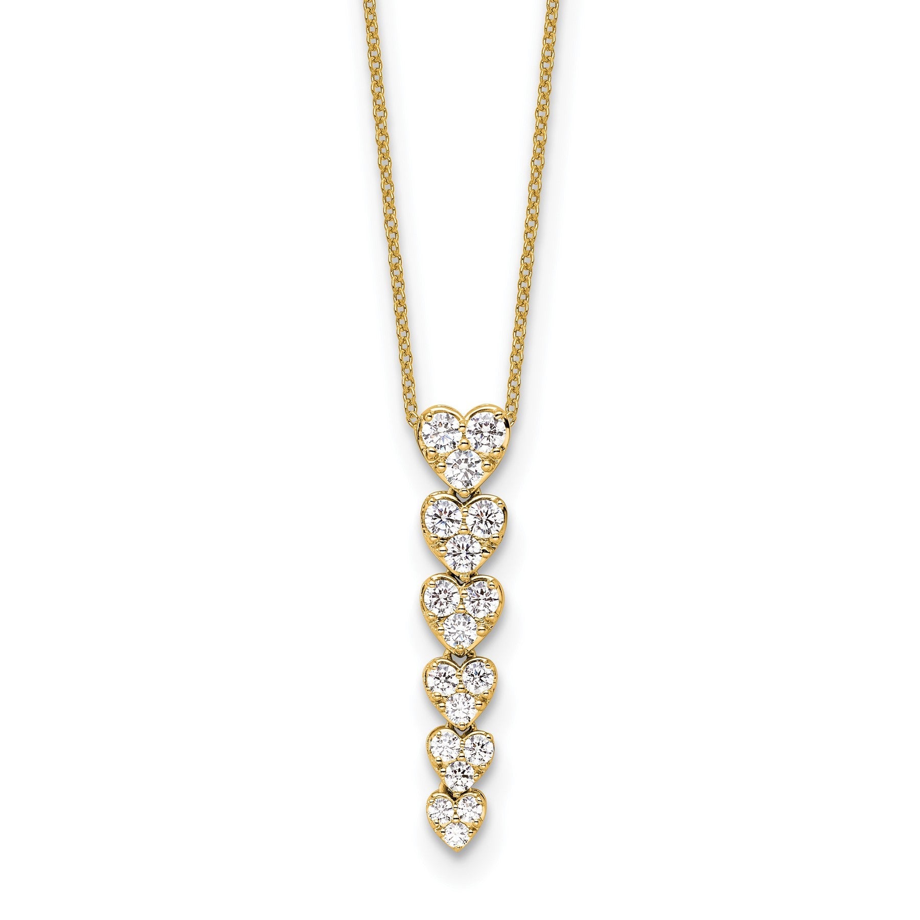 Lab Grown Diamond Hearts Drop Necklace 14K Gold