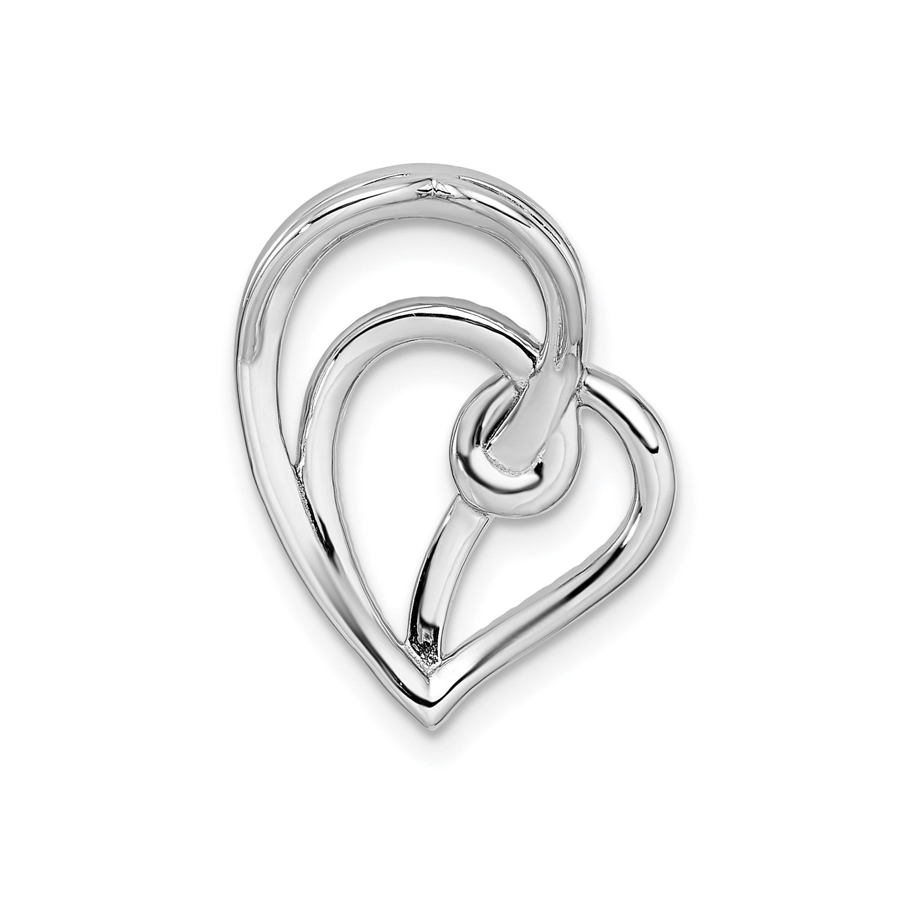 Lab Diamond Swirl Heart Chain Slide Pendant 14k White Gold
