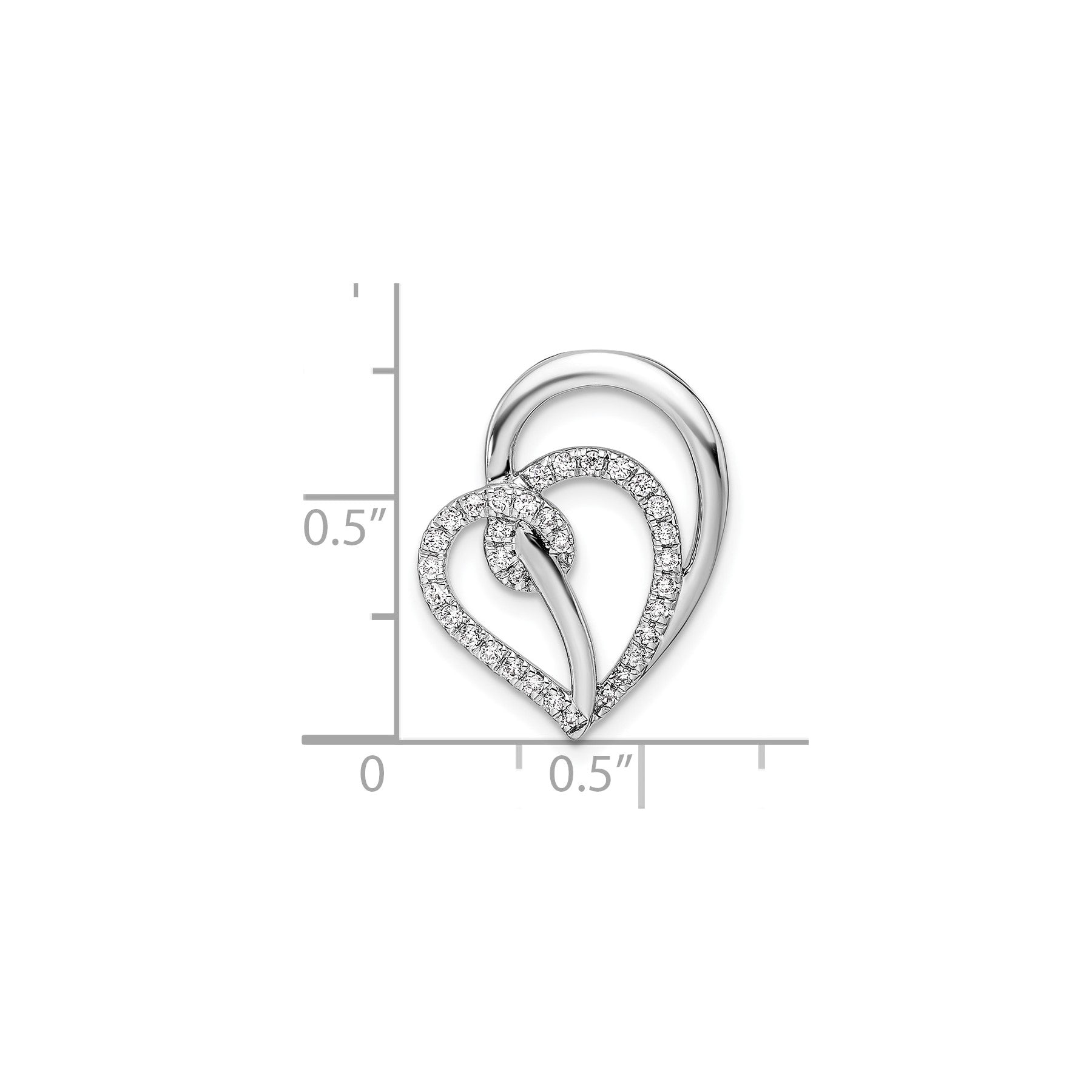 Lab Diamond Swirl Heart Chain Slide Pendant 14k White Gold