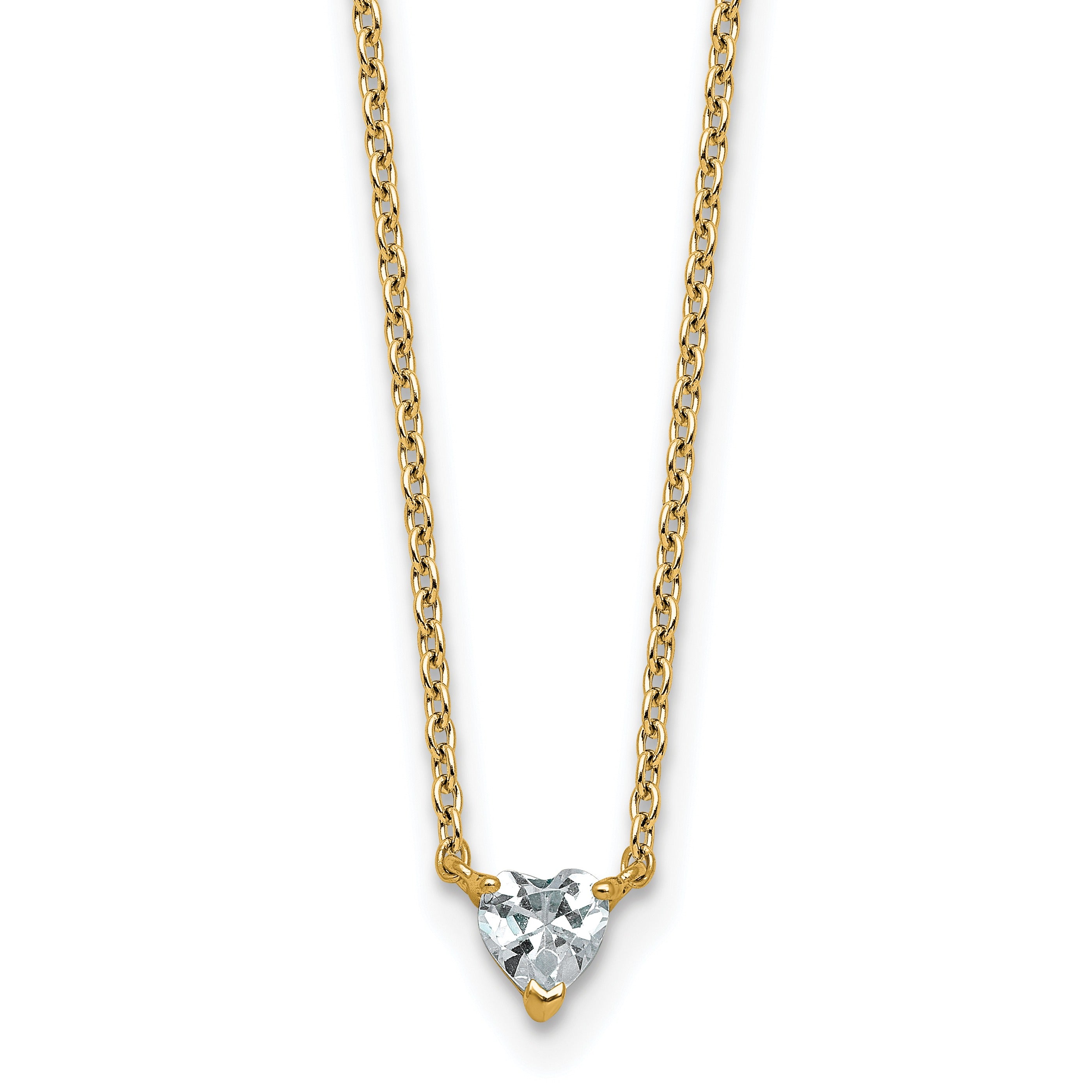 14k Gold Lab Grown Diamond Solitaire Heart Necklace