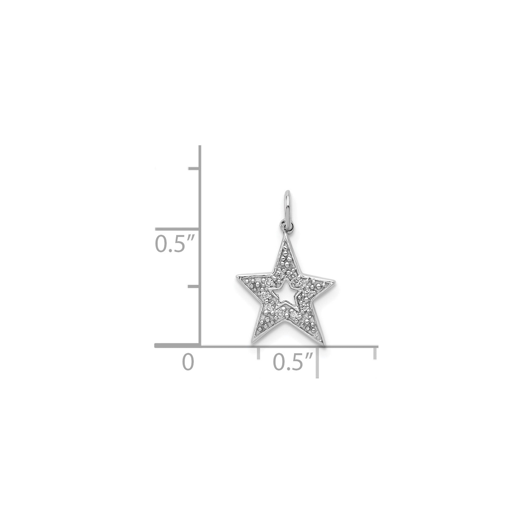 0.05 Ct Round White Diamond 14k White Gold Star Charm