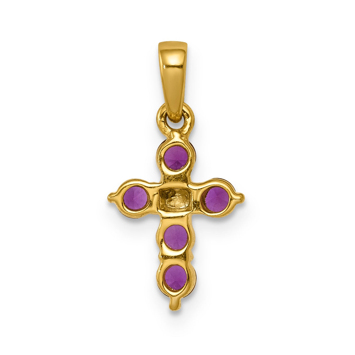 14k Gold Natural  Ruby and Diamond Cross Pendant