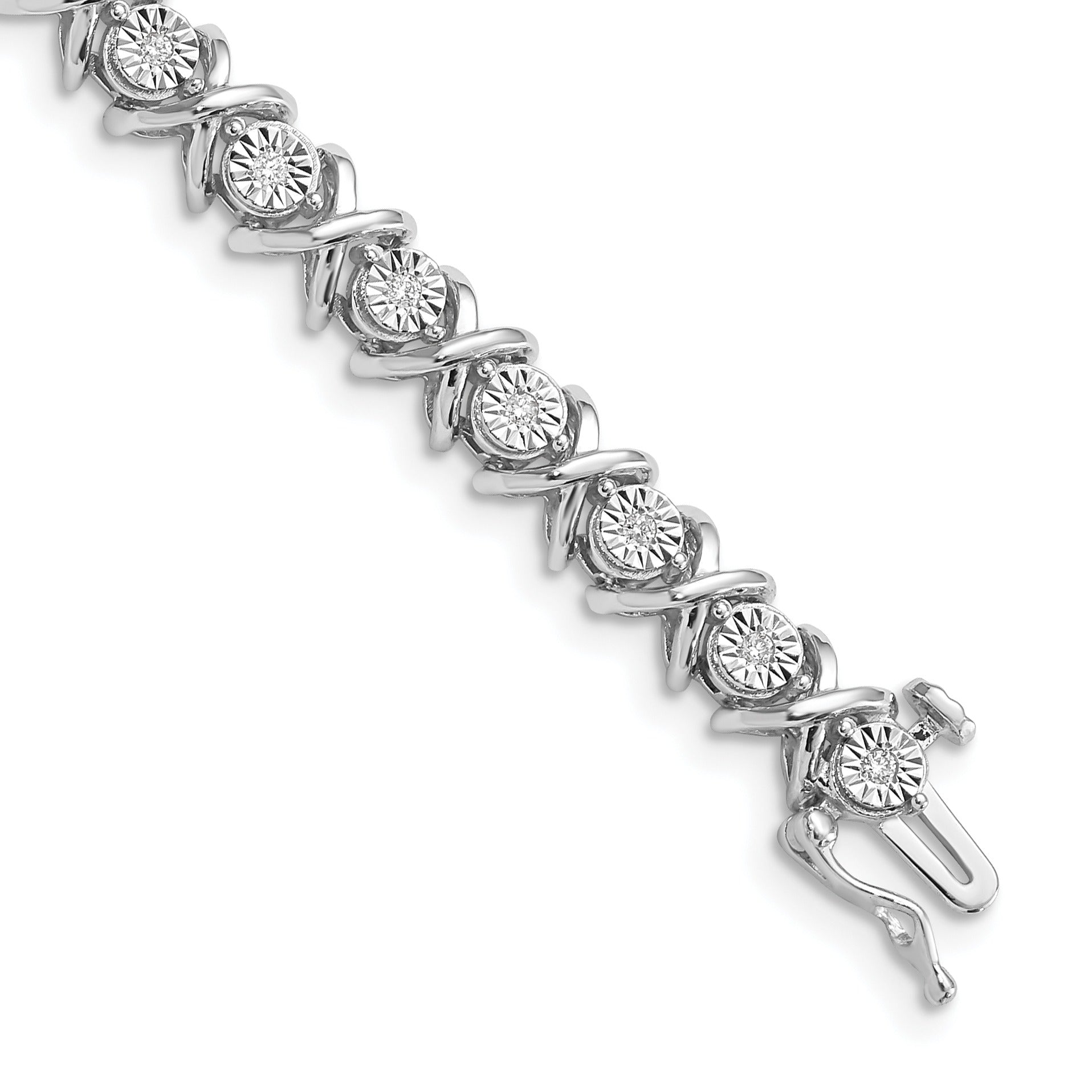 Natural Diamond Silver X Bracelet