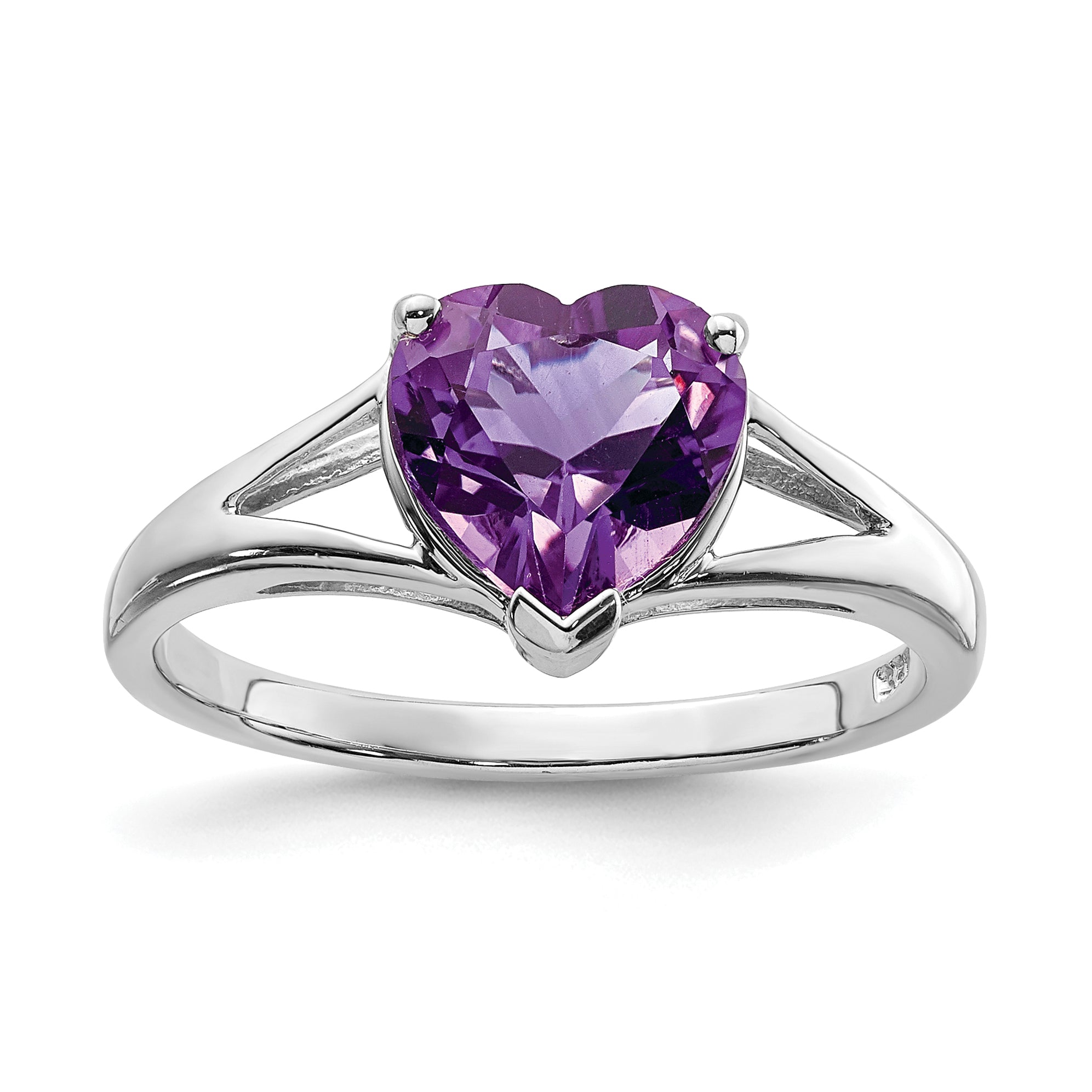 Silver Amethyst Heart Gemstone Ring