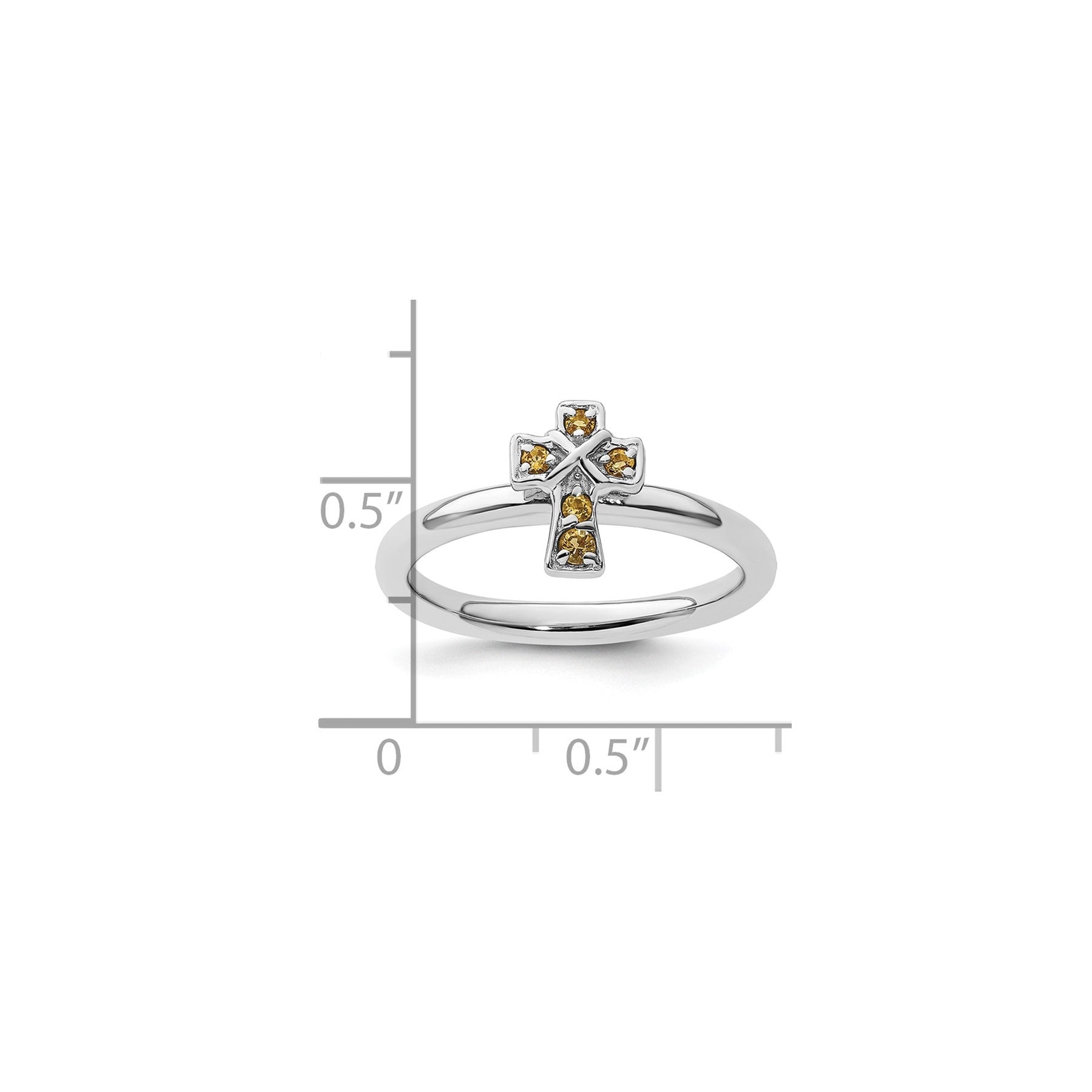 Natural Citrine Sterling Silver Stackable Cross Ring