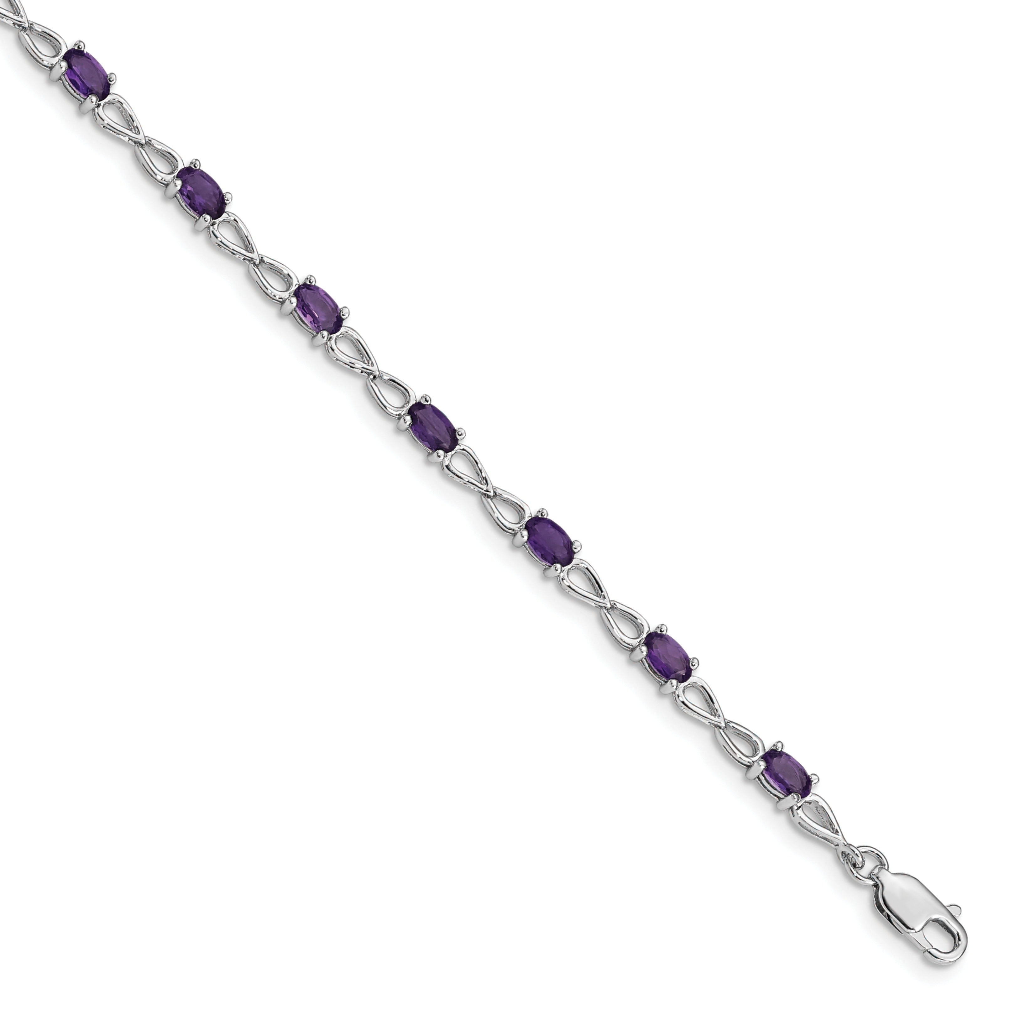 Natural Purple Amethyst Infinity Bracelet Silver