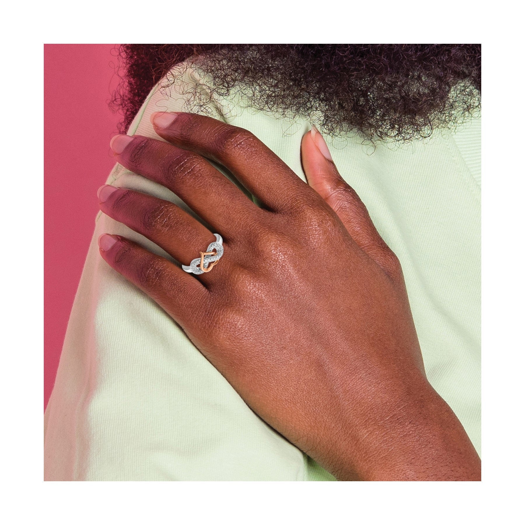 14k Two-Tone Gold Lab Diamond Infinity Heart Ring