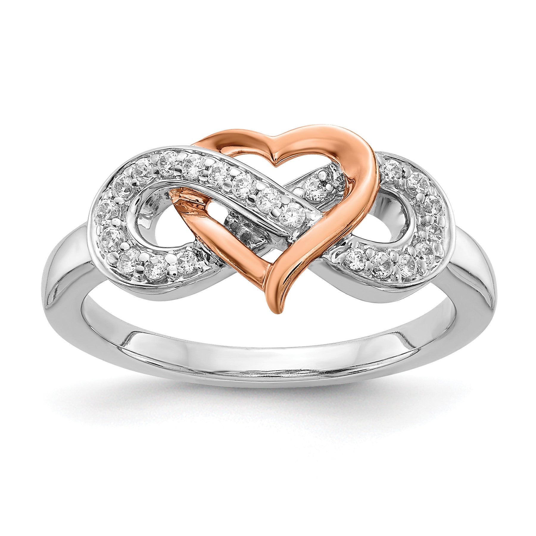 14k Two-Tone Gold Lab Diamond Infinity Heart Ring