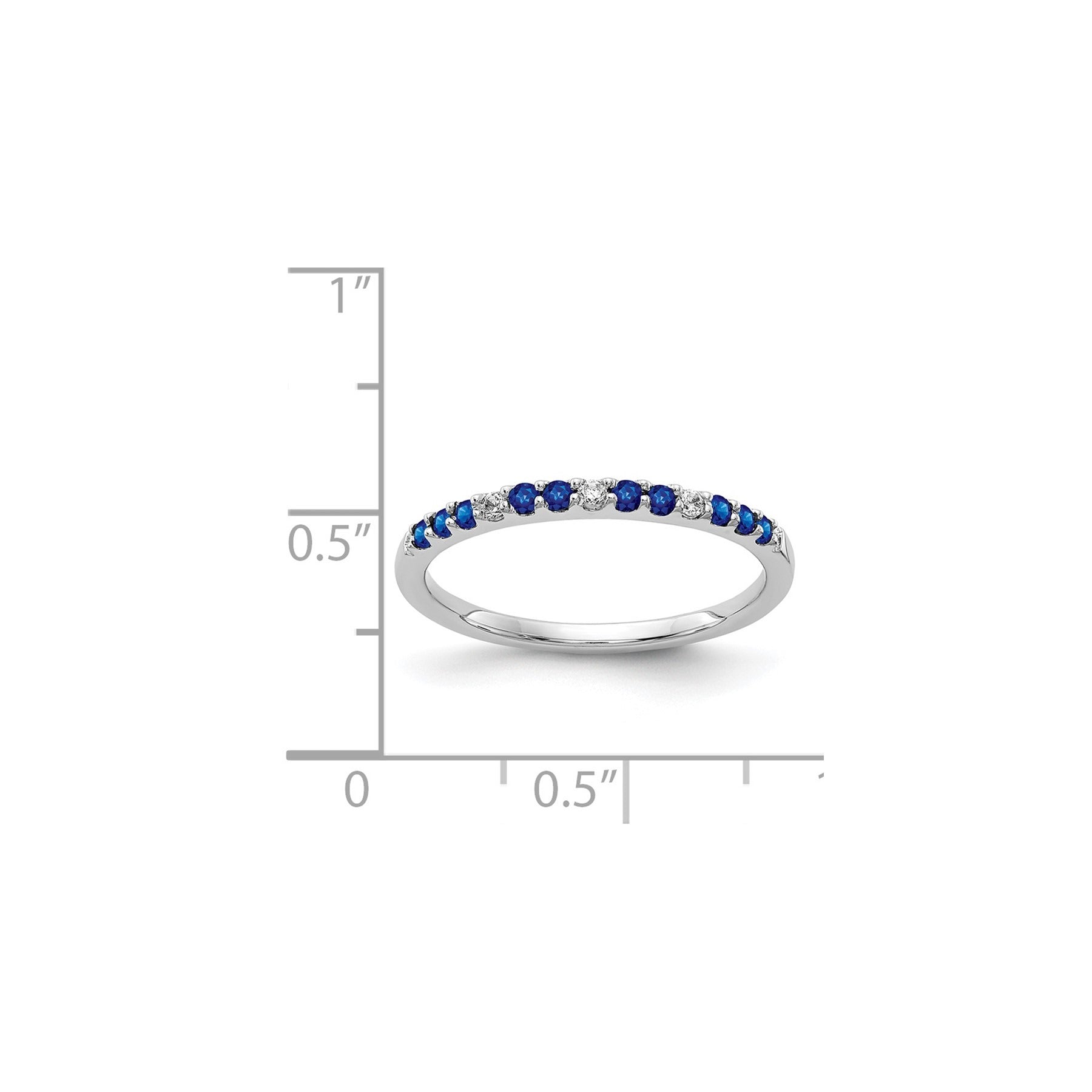 0.3 Ct Round Blue Sapphire and Diamond White Gold Pave Half Eternity Ring