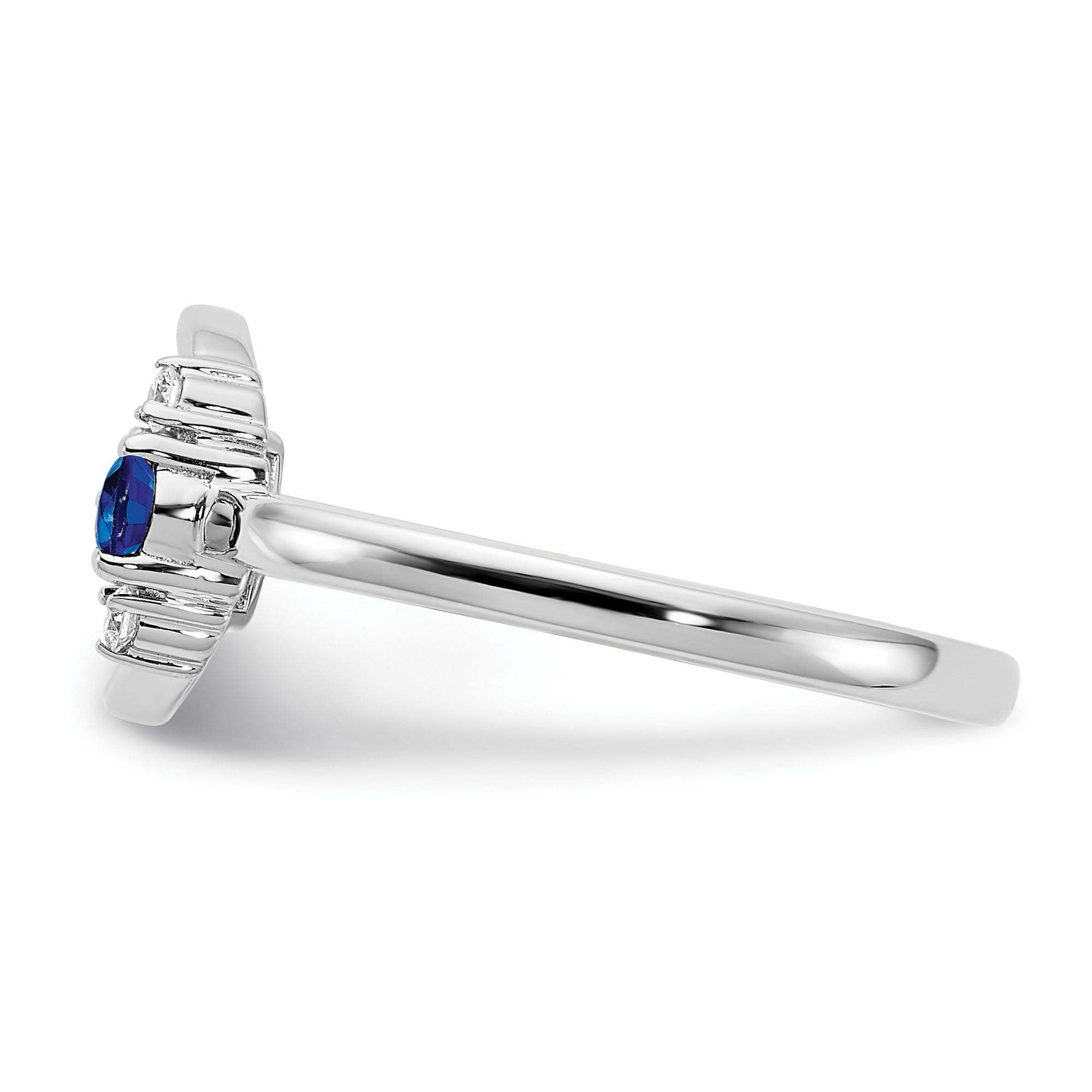 0.18 Ct Round Blue Created Sapphire & Diamond Prong 14K White Gold Circle Ring
