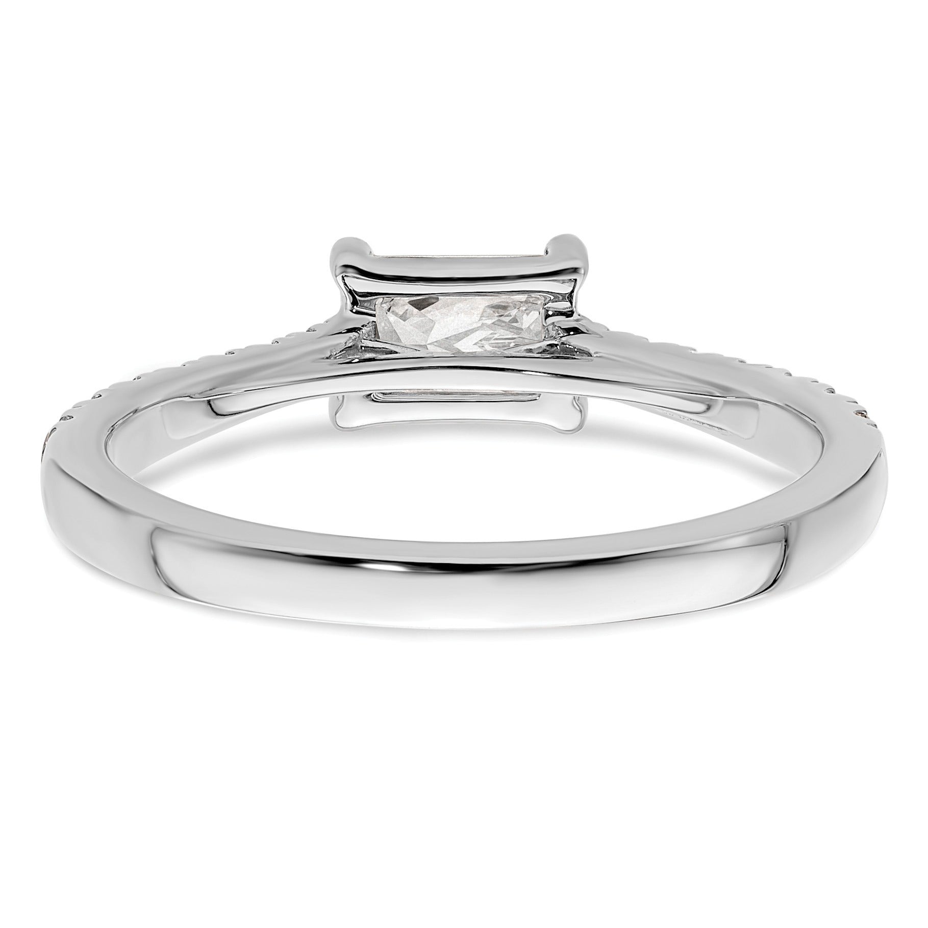0.25 Ct Emerald-Cut White Diamond Prong 14K White Gold Semi Mount East West Ring