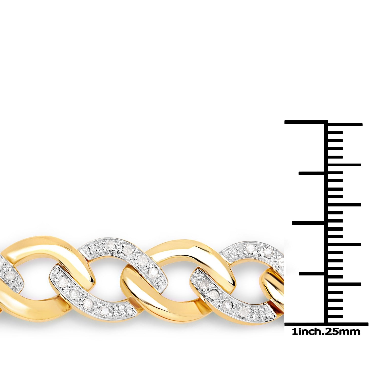 0.70 Ct Round White Diamond Prong Gold Plated Sterling Silver Chain Link Bracelet