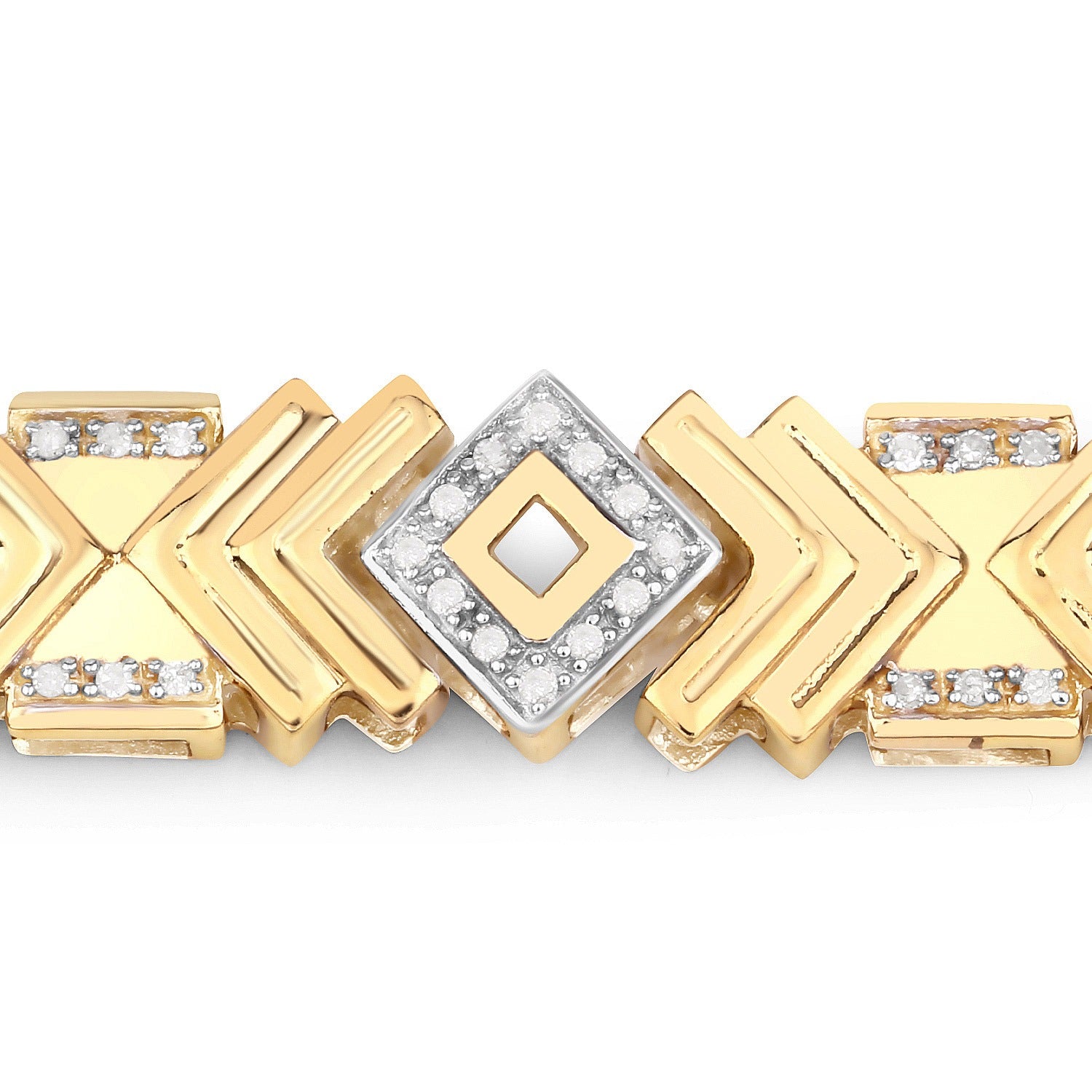 0.98 Ct Round White Diamond Yellow Gold Over Silver Art Deco Link Bracelet
