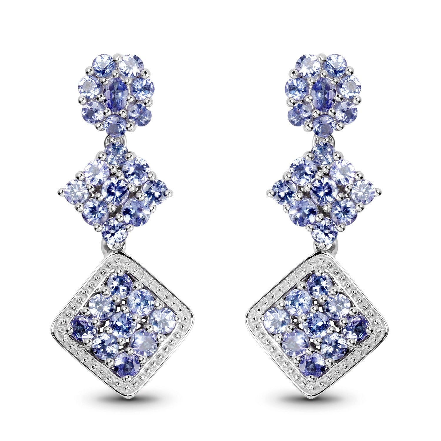4.92 Carat Genuine Tanzanite Silver Earrings