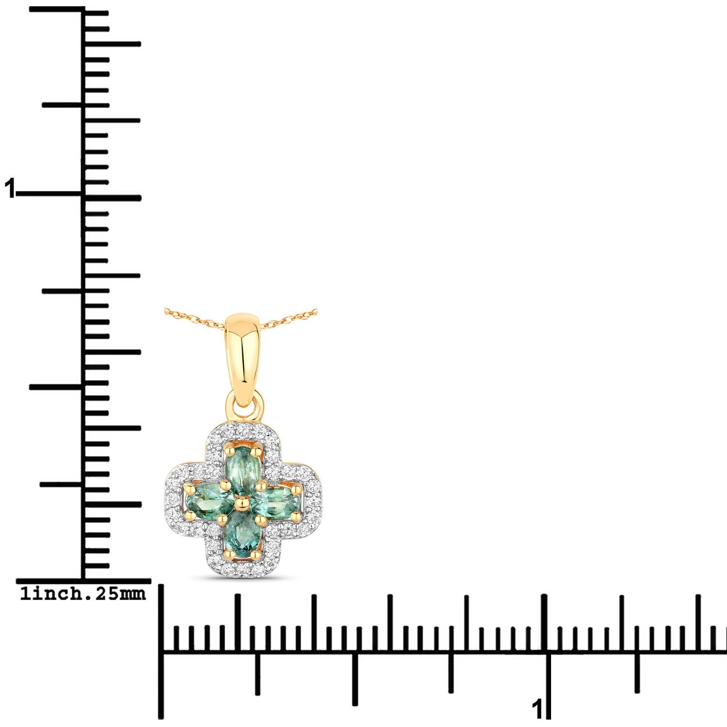 0.67 Ct Genuine Oval Alexandrite and Diamond 18K Yellow Gold Floral Pendant