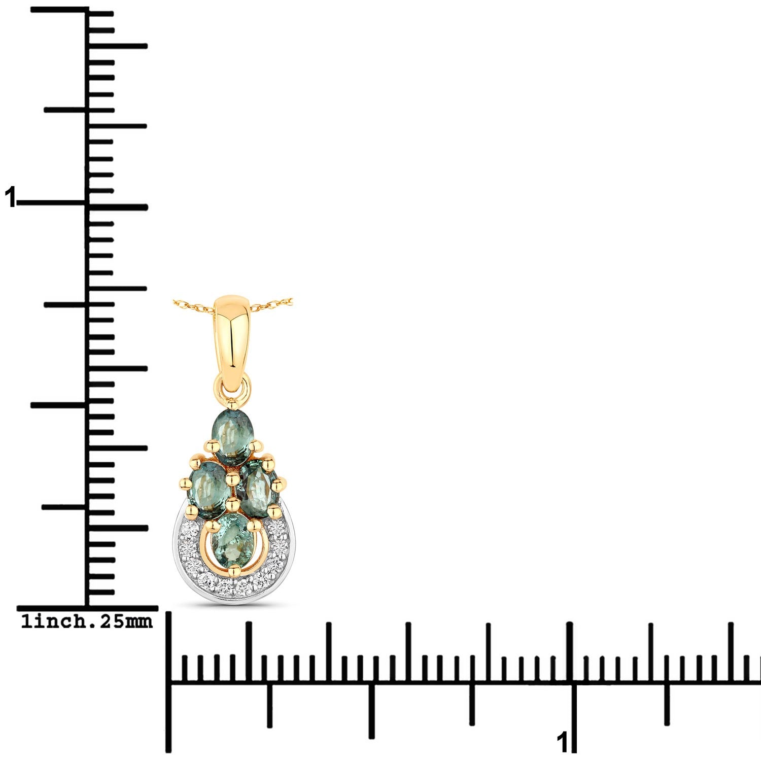 0.63 Ct Genuine Oval Alexandrite and Diamond 18K Yellow Gold Cocktail Pendant