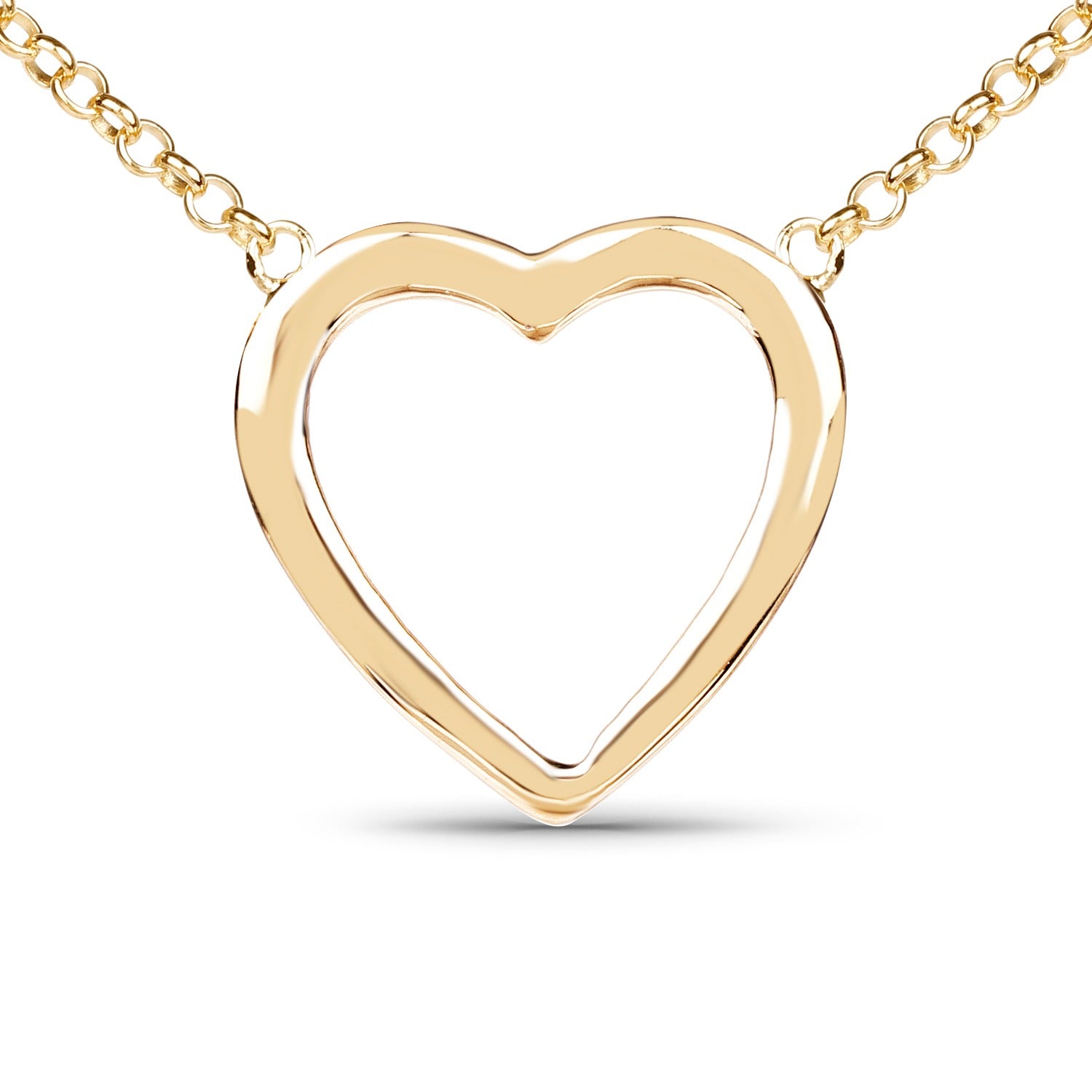 Gold heart pendant necklace on fine chain, handcrafted jewelry by Fine Color Jewels