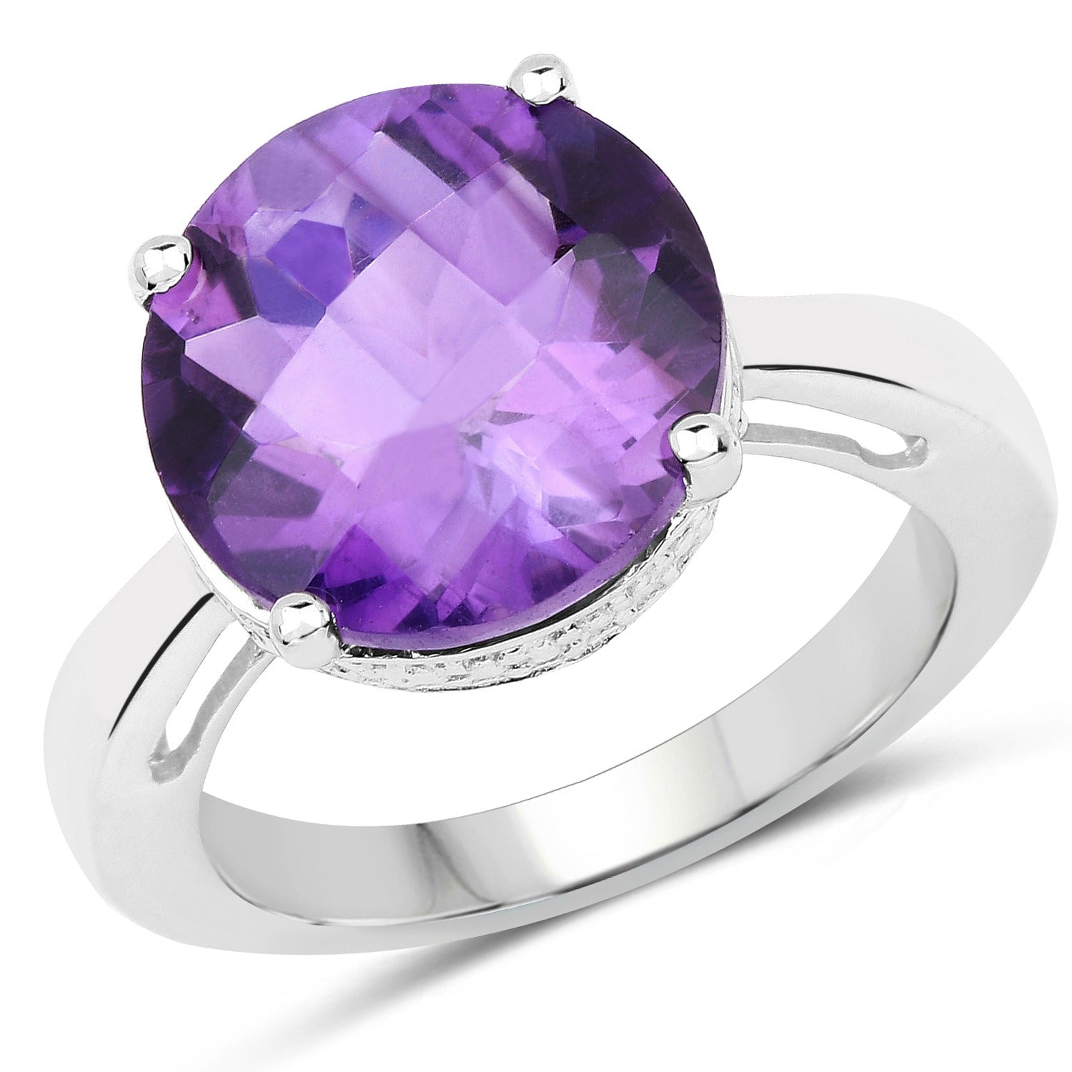 Natural Purple Amethyst 925 Sterling Silver Solitaire Ring