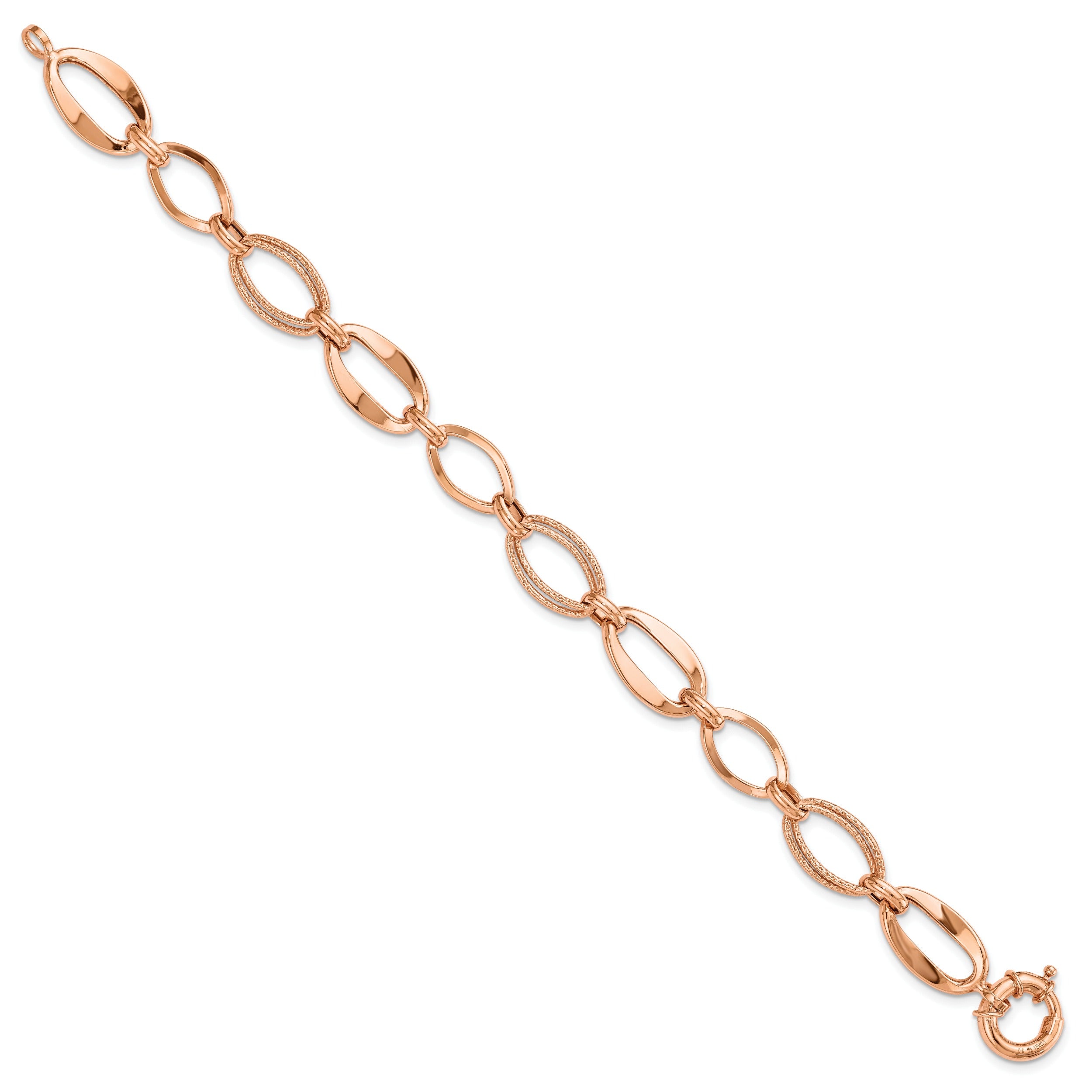 10k Rose Gold Textured Link Bracelet