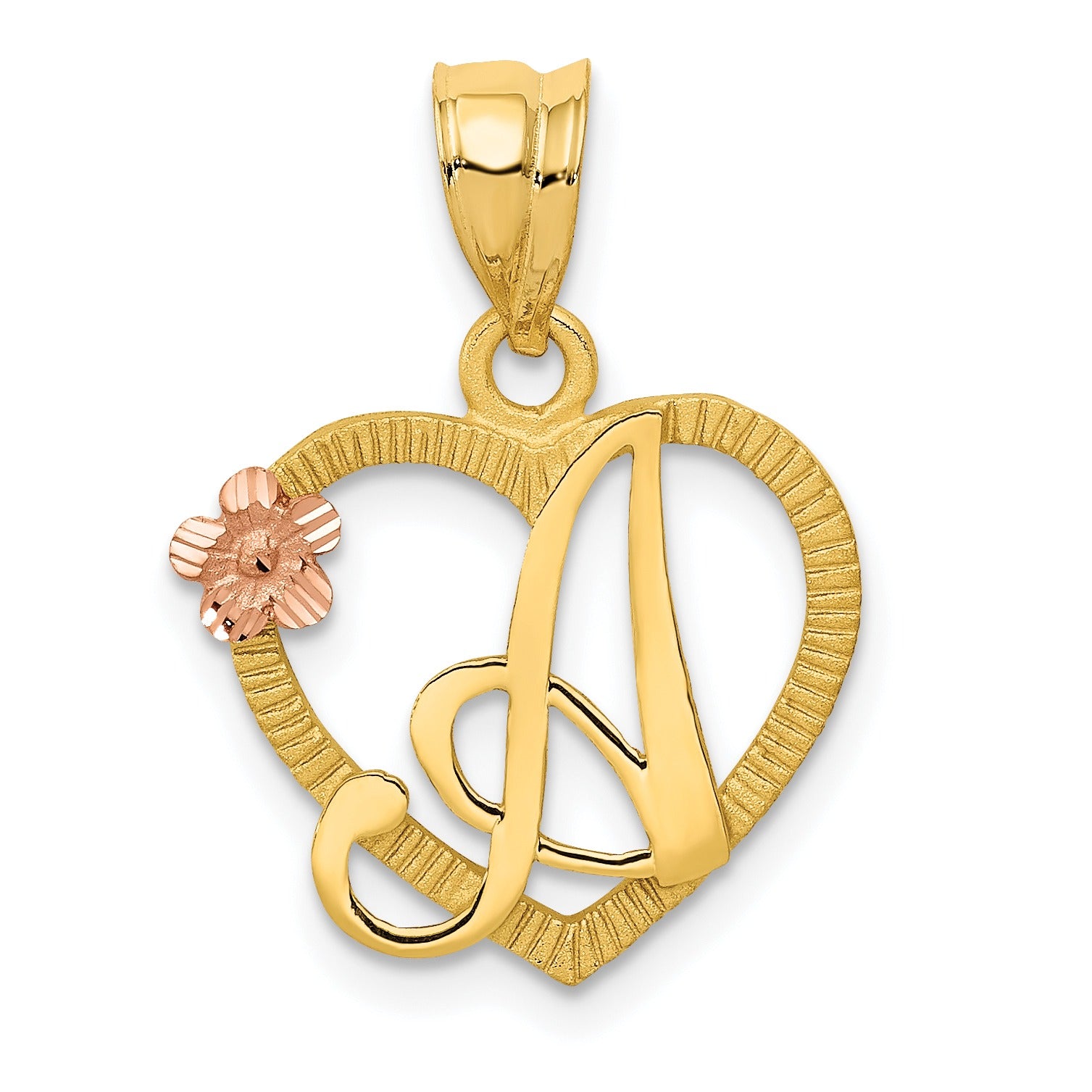 14k Gold Heart Initial Pendants