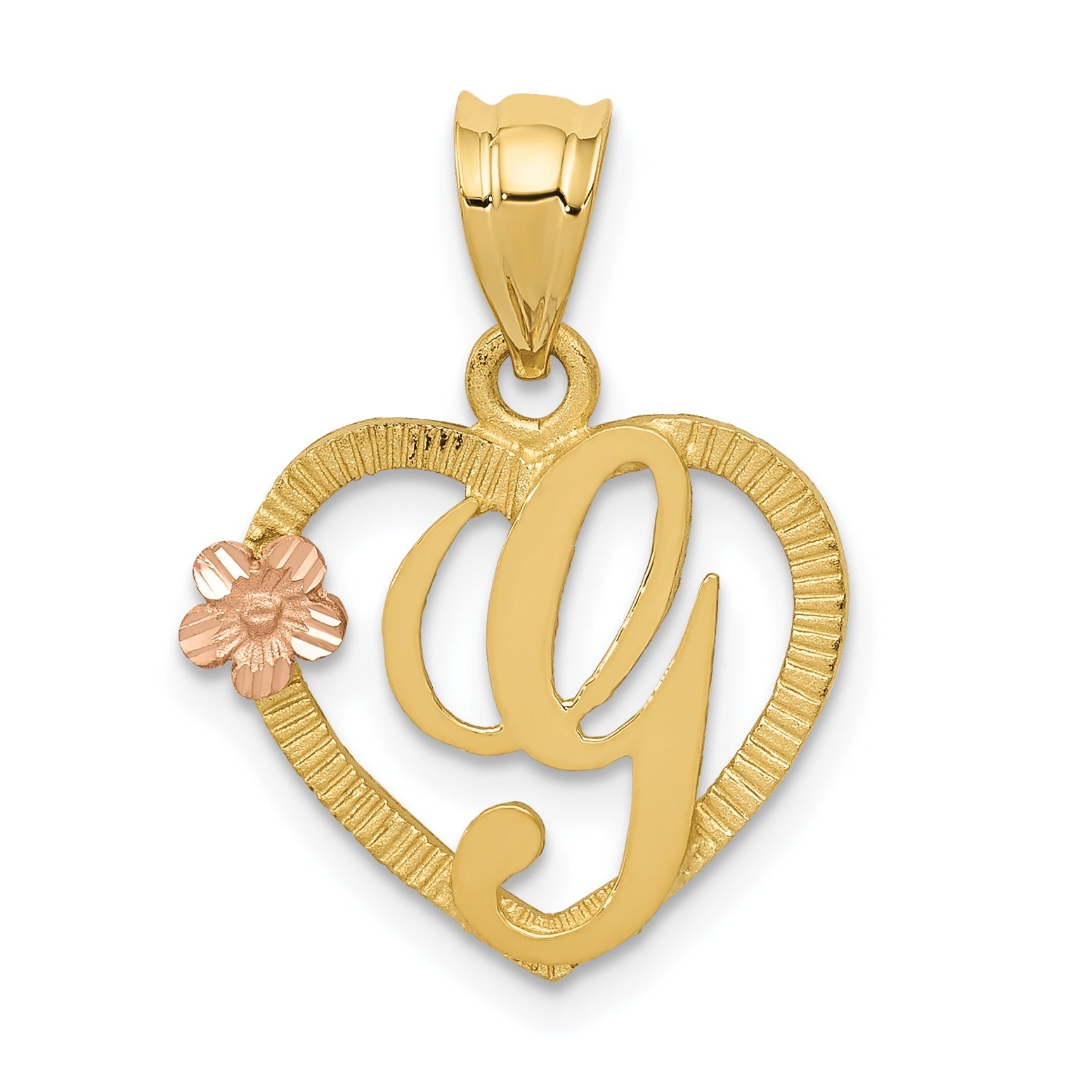 14k Gold Heart Initial Pendants