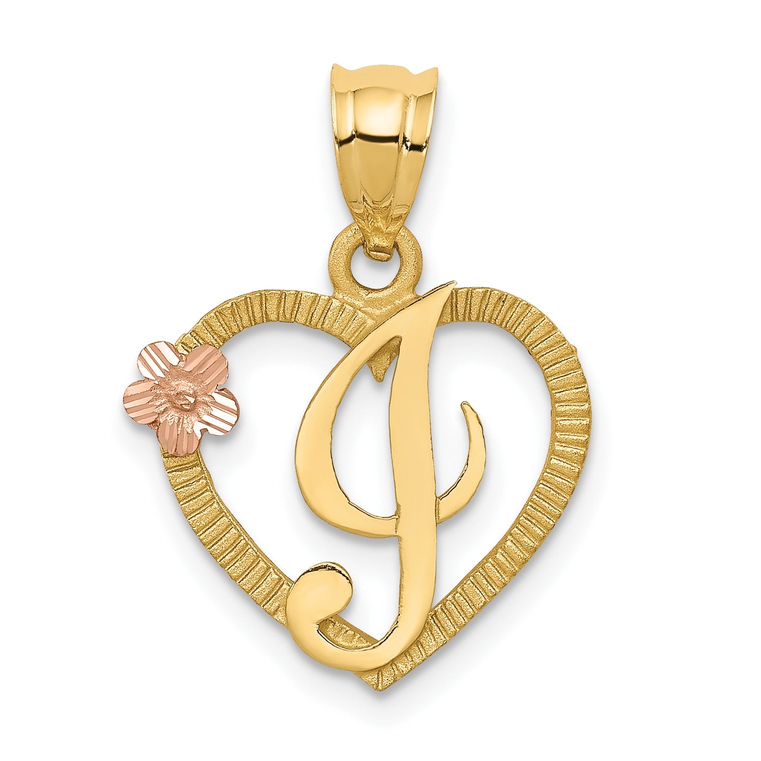 14k Gold Heart Initial Pendants