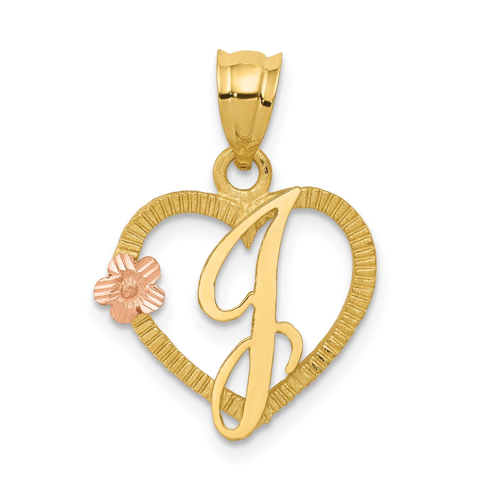 14k Gold Heart Initial Pendants