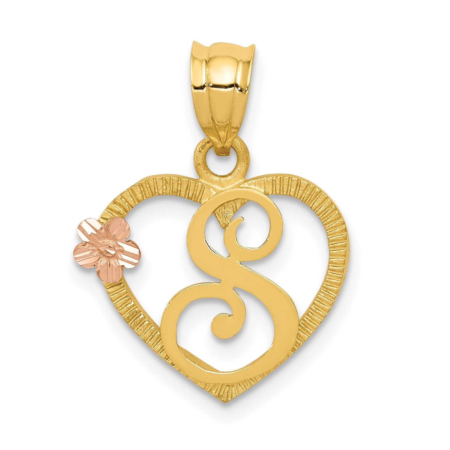 14k Gold Heart Initial Pendants