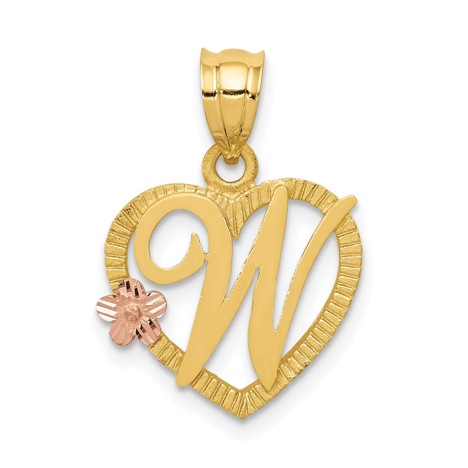 14k Gold Heart Initial Pendants