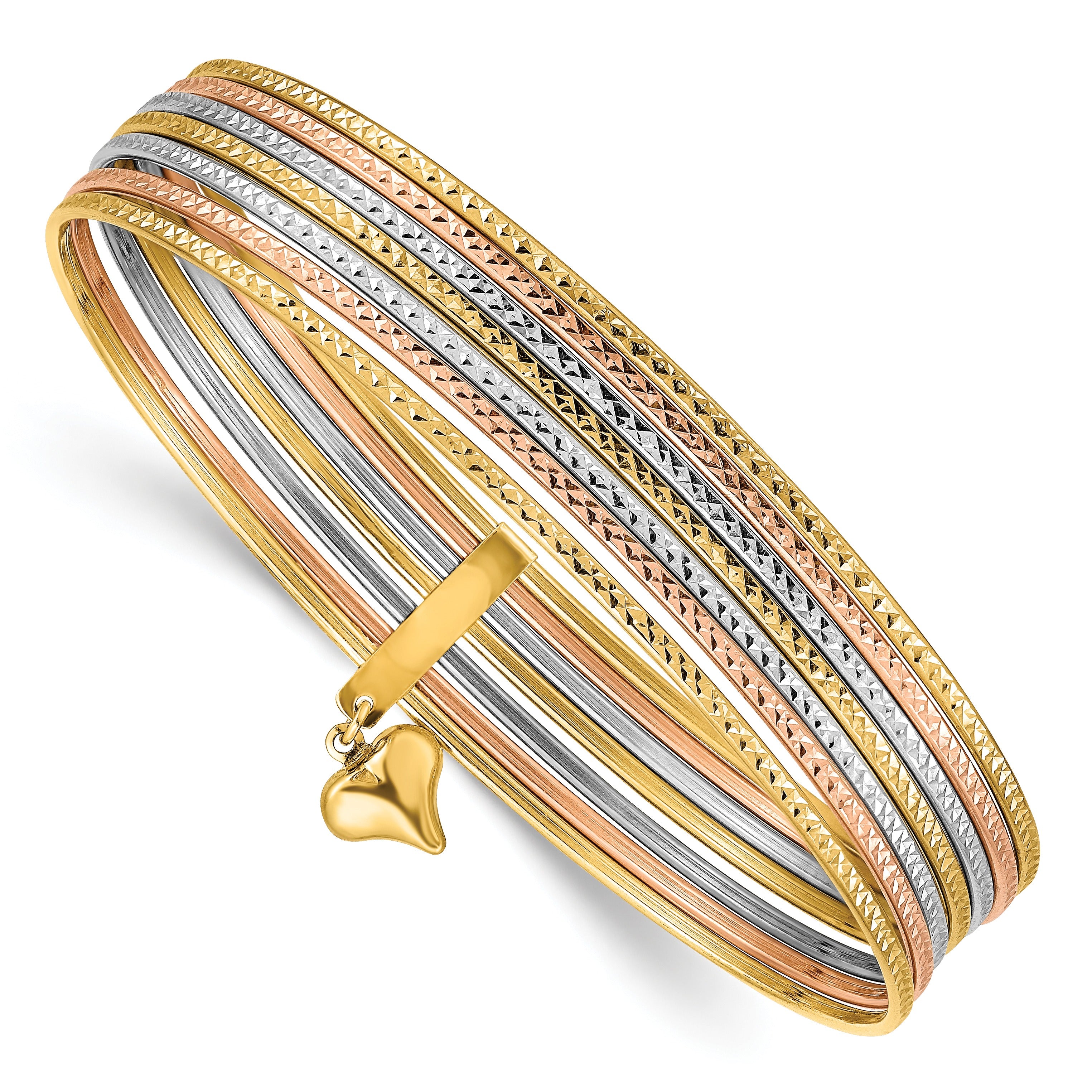 Gold Seven Strand Slip-on Bangles Bracelet