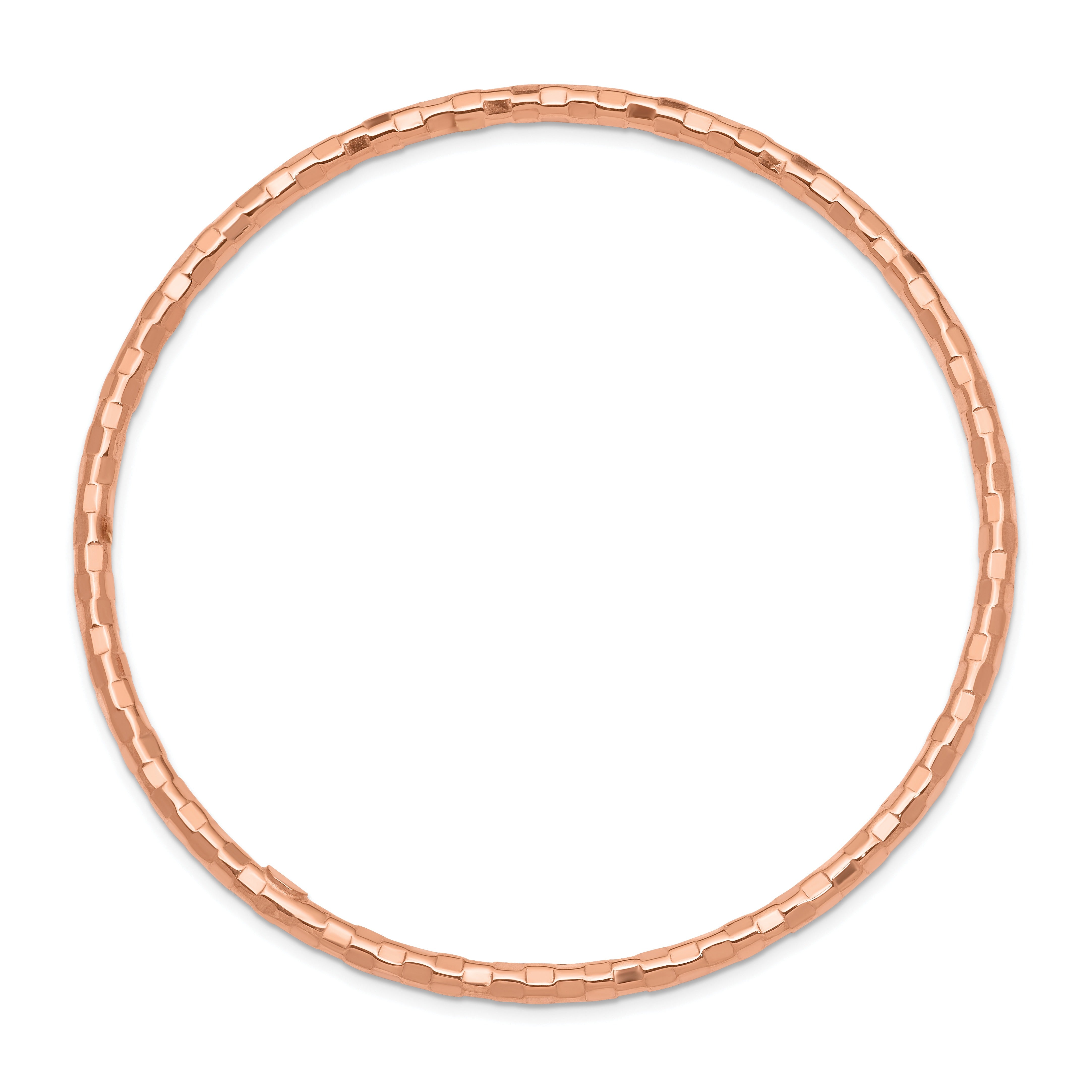 14K Rose Gold Textured Slip-on Round Bangle Bracelet