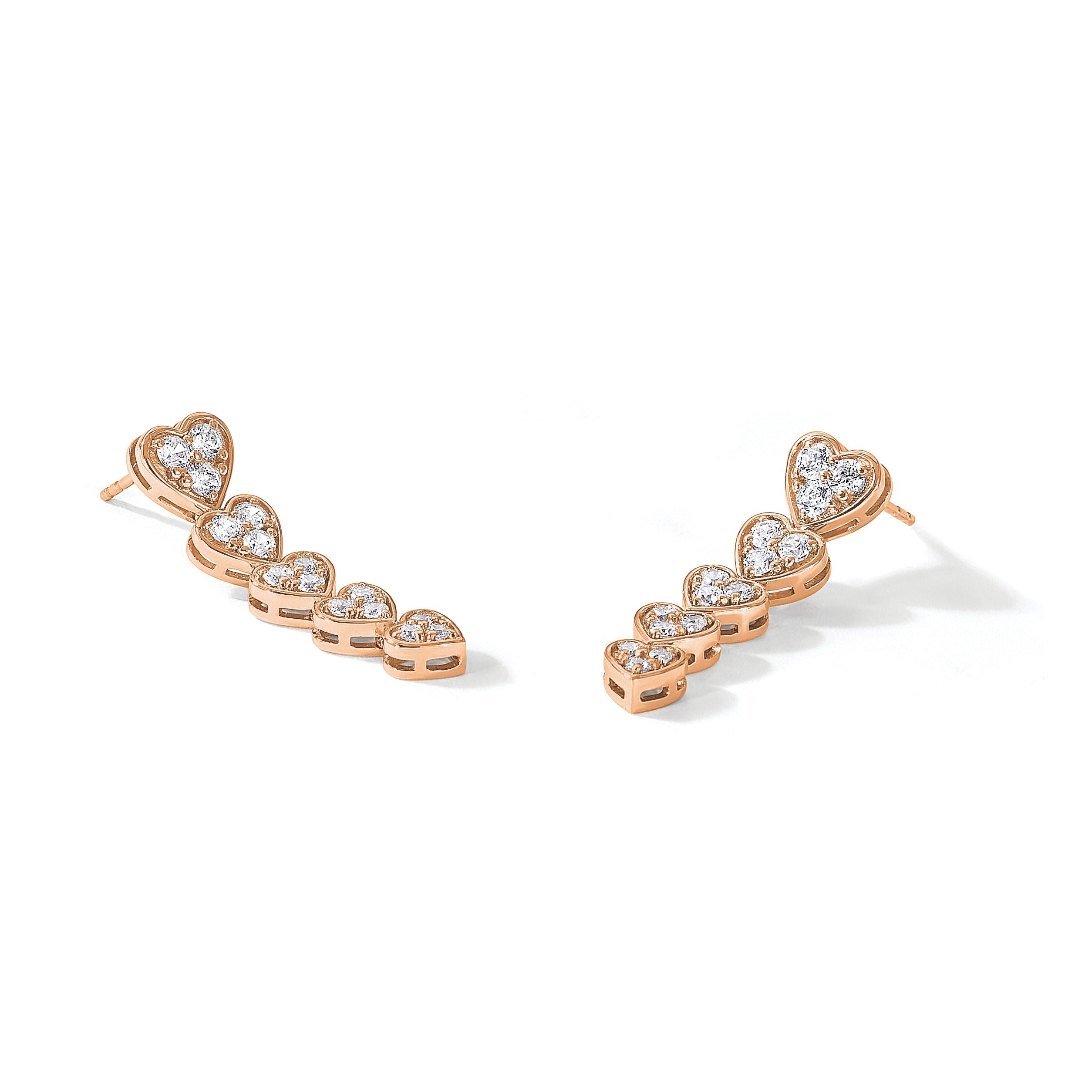 14K Gold Lab Grown Diamond Heart Dangle Post Earrings