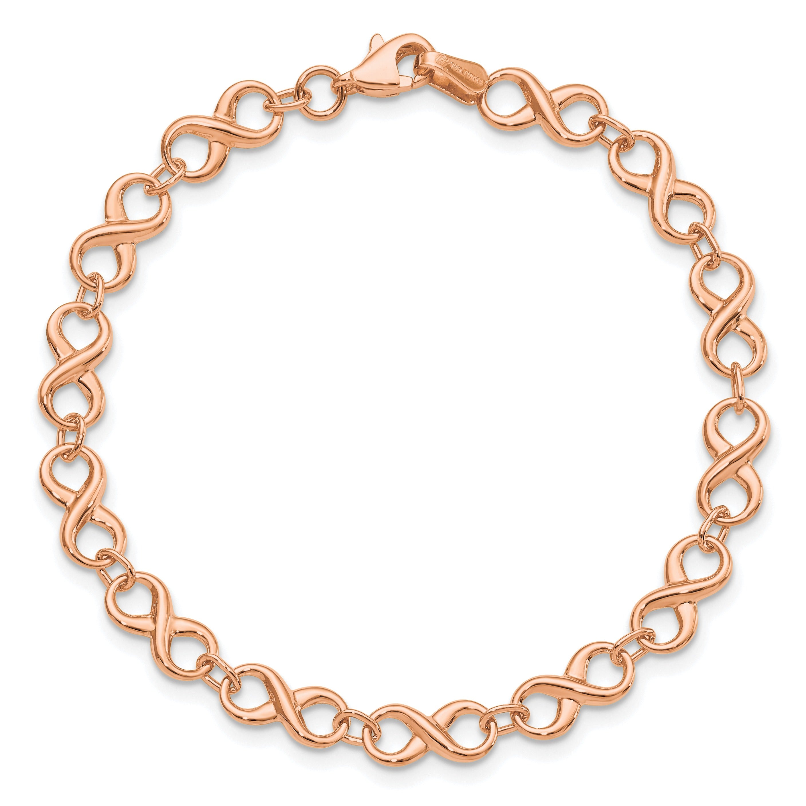 Infinity 14k Rose Gold Lobster Clasp Link Chain Bracelet
