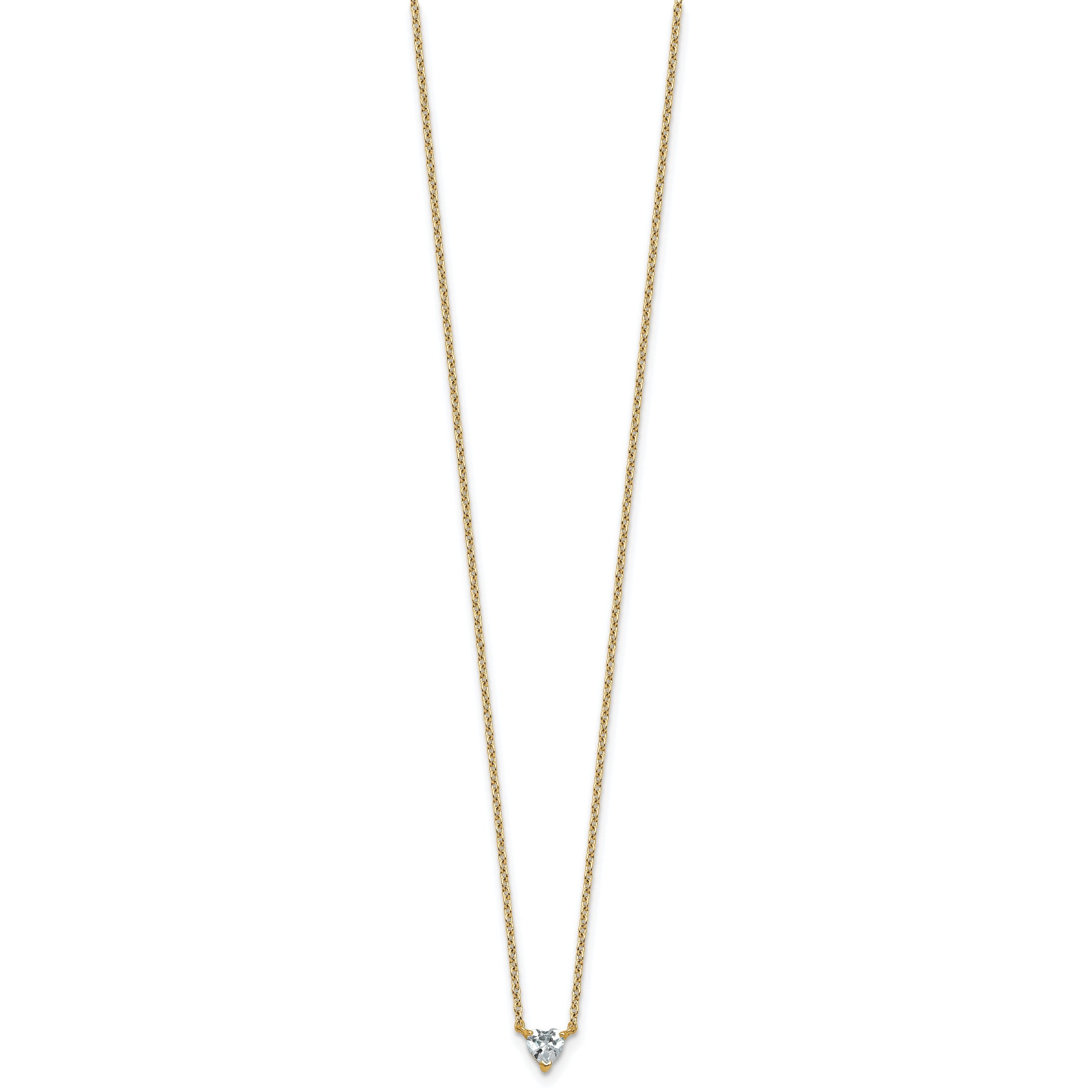 14k Gold Lab Grown Diamond Solitaire Heart Necklace
