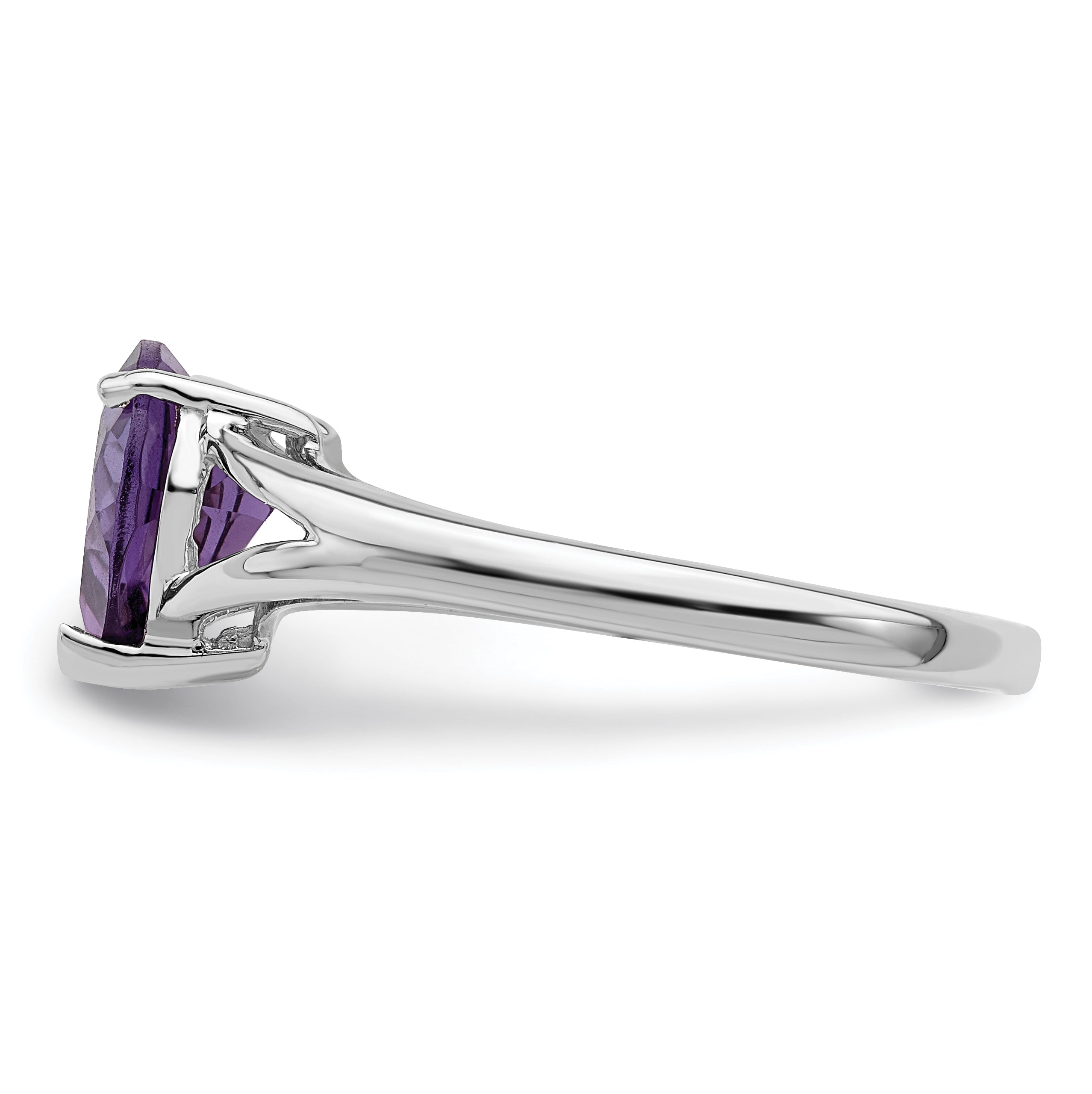 Silver Amethyst Heart Gemstone Ring