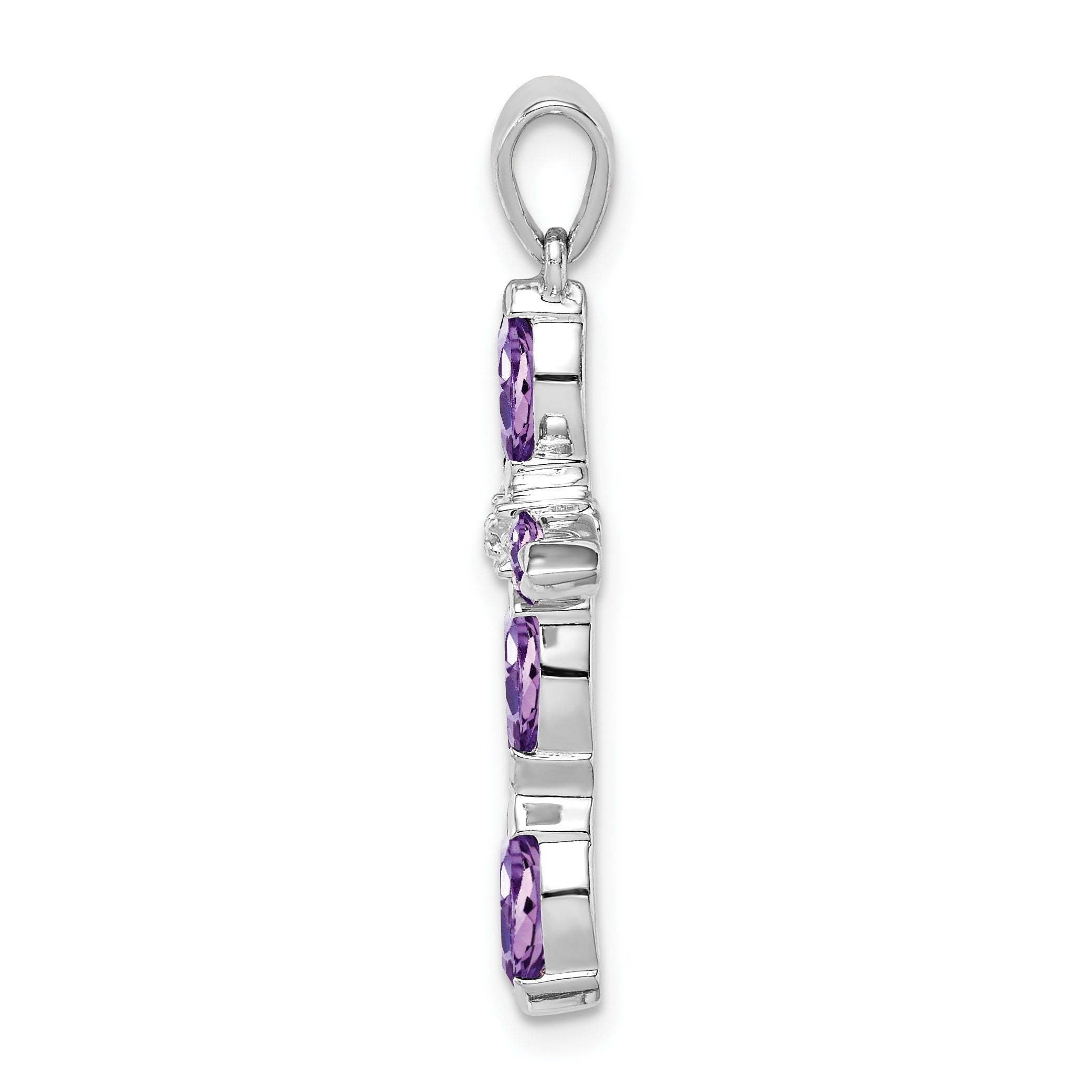 Sterling Silver Natural Amethyst and Diamond Pendant