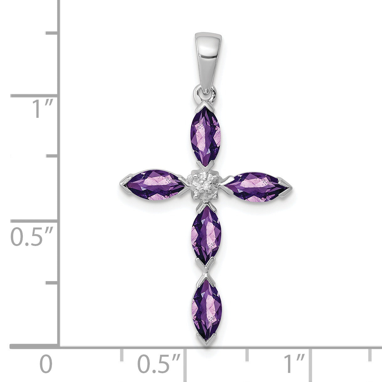Sterling Silver Natural Amethyst and Diamond Pendant