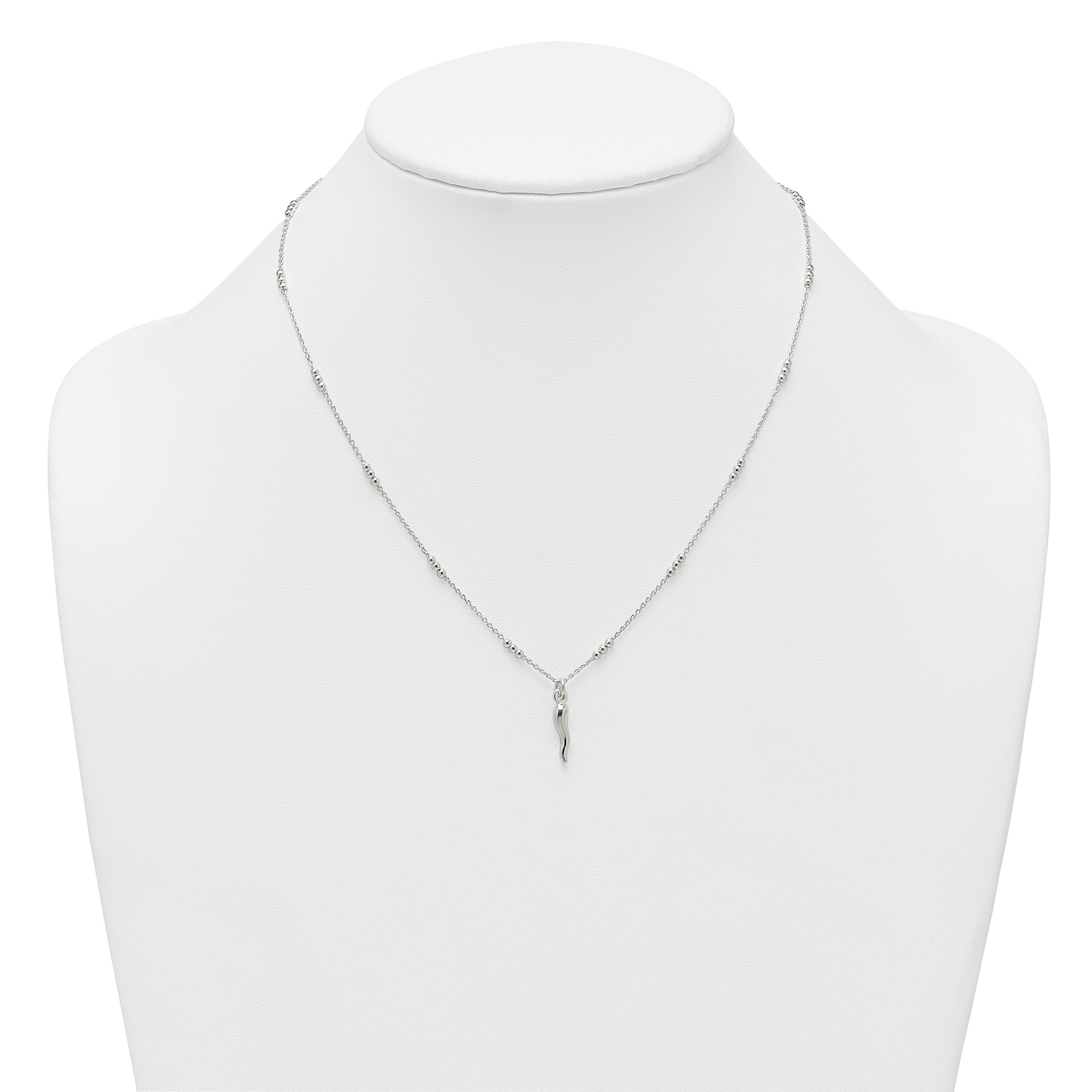 Silver Italian Horn 18 Inch Necklace