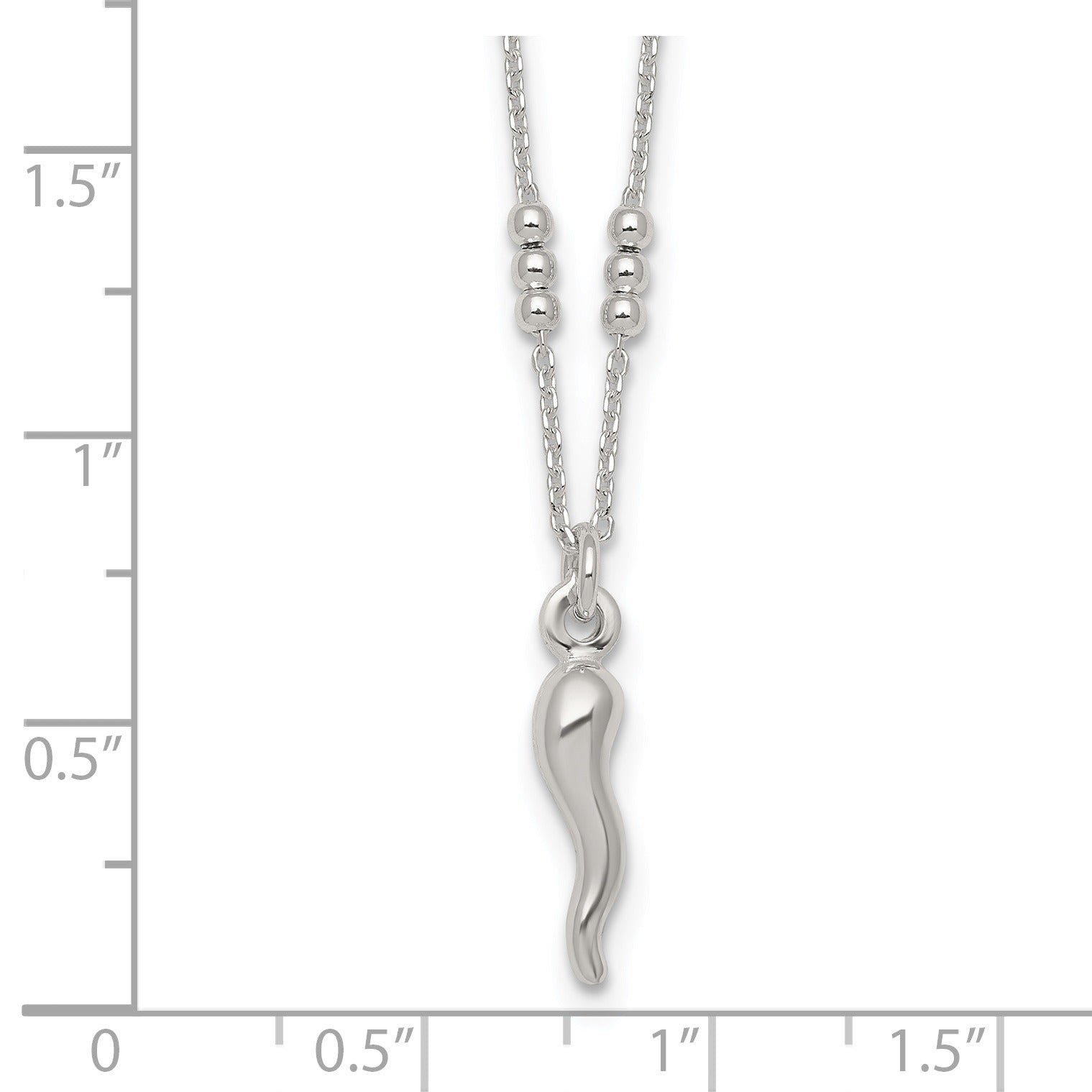 Silver Italian Horn 18 Inch Necklace