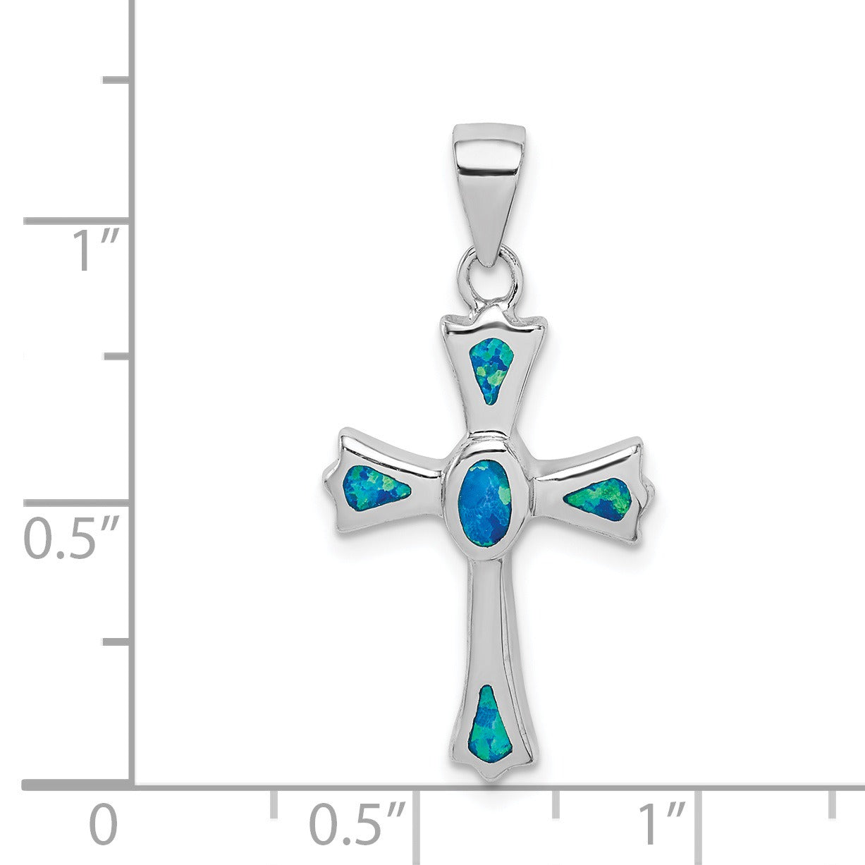 Sterling Silver Blue Opal Small Cross Pendant
