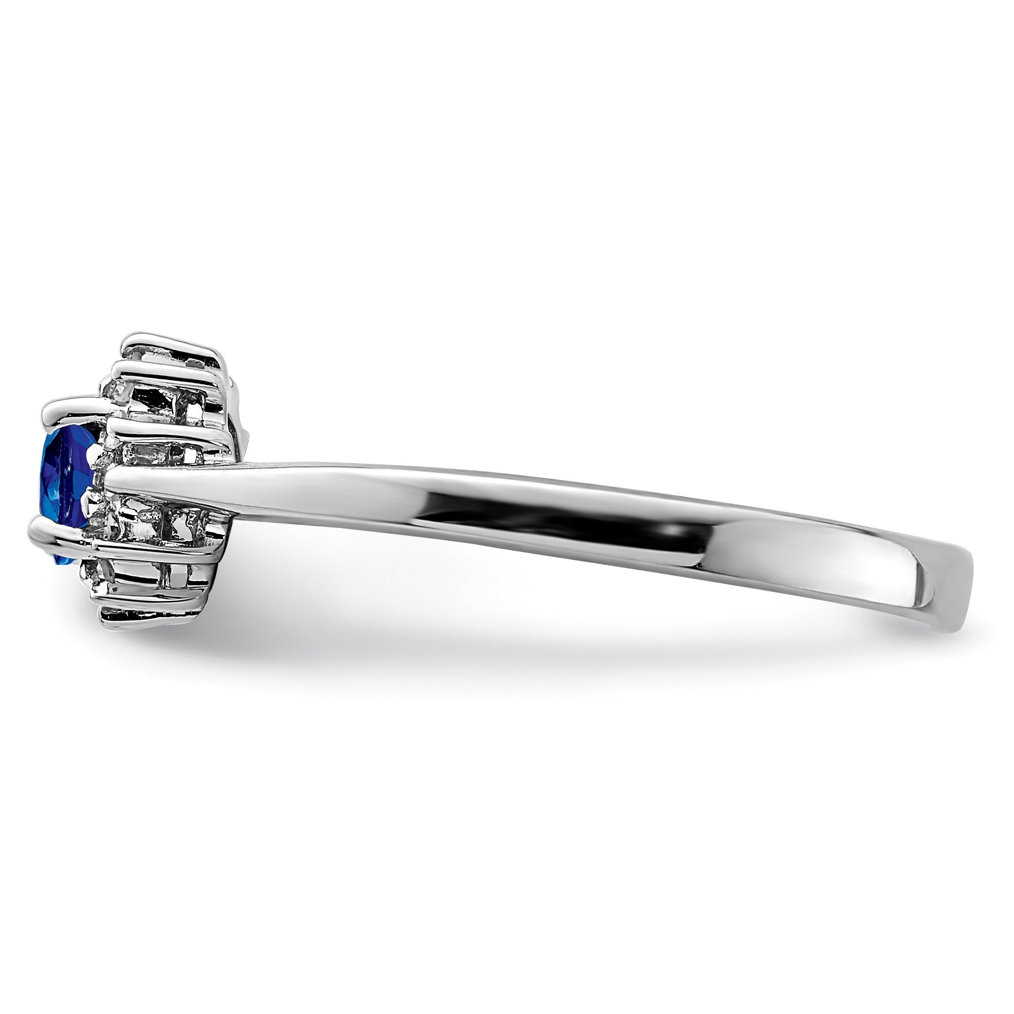0.34 Ct Round Blue Sapphire and Diamond Prong Silver Snowflake Halo Ring