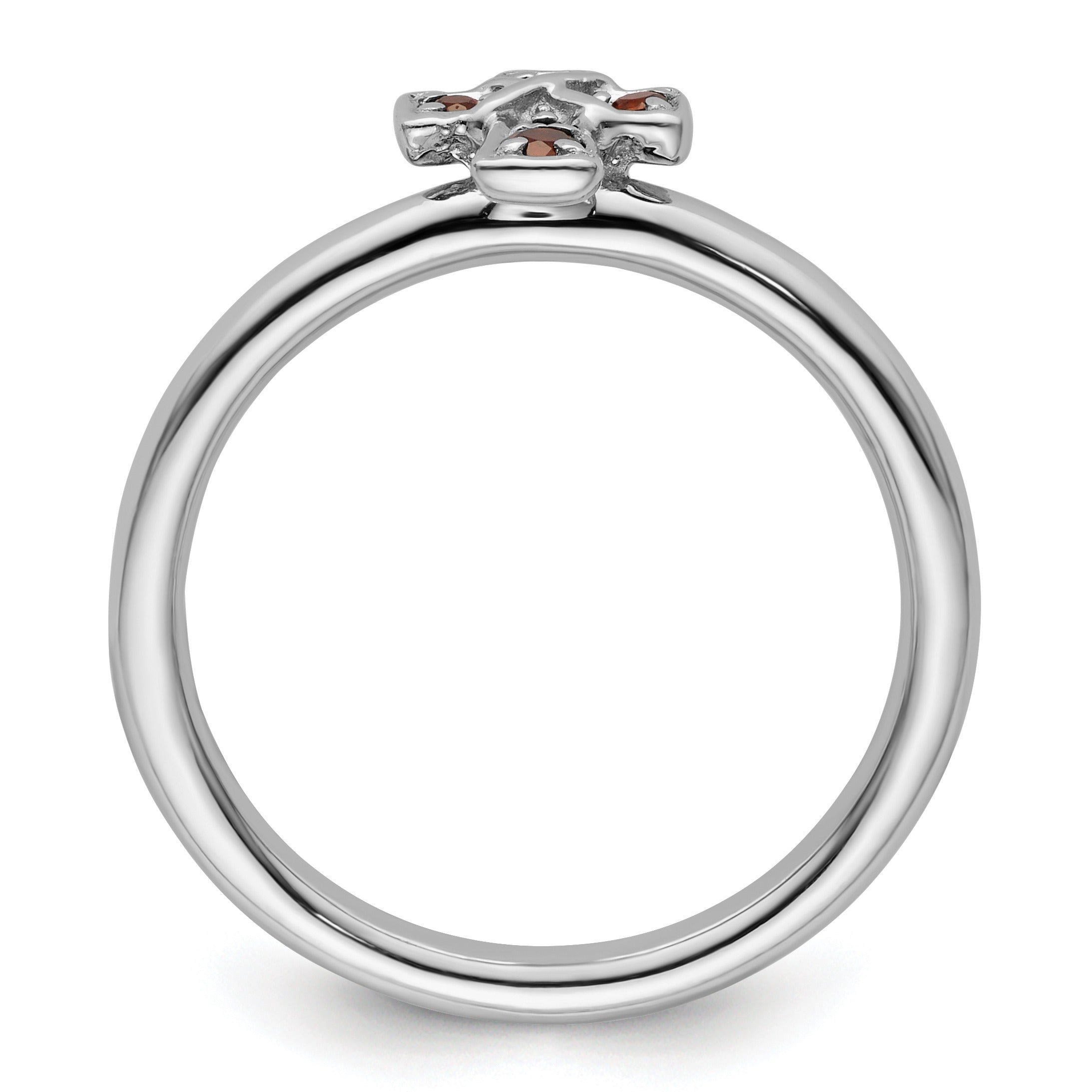 Natural Garnet Sterling Silver Stackable Cross Ring