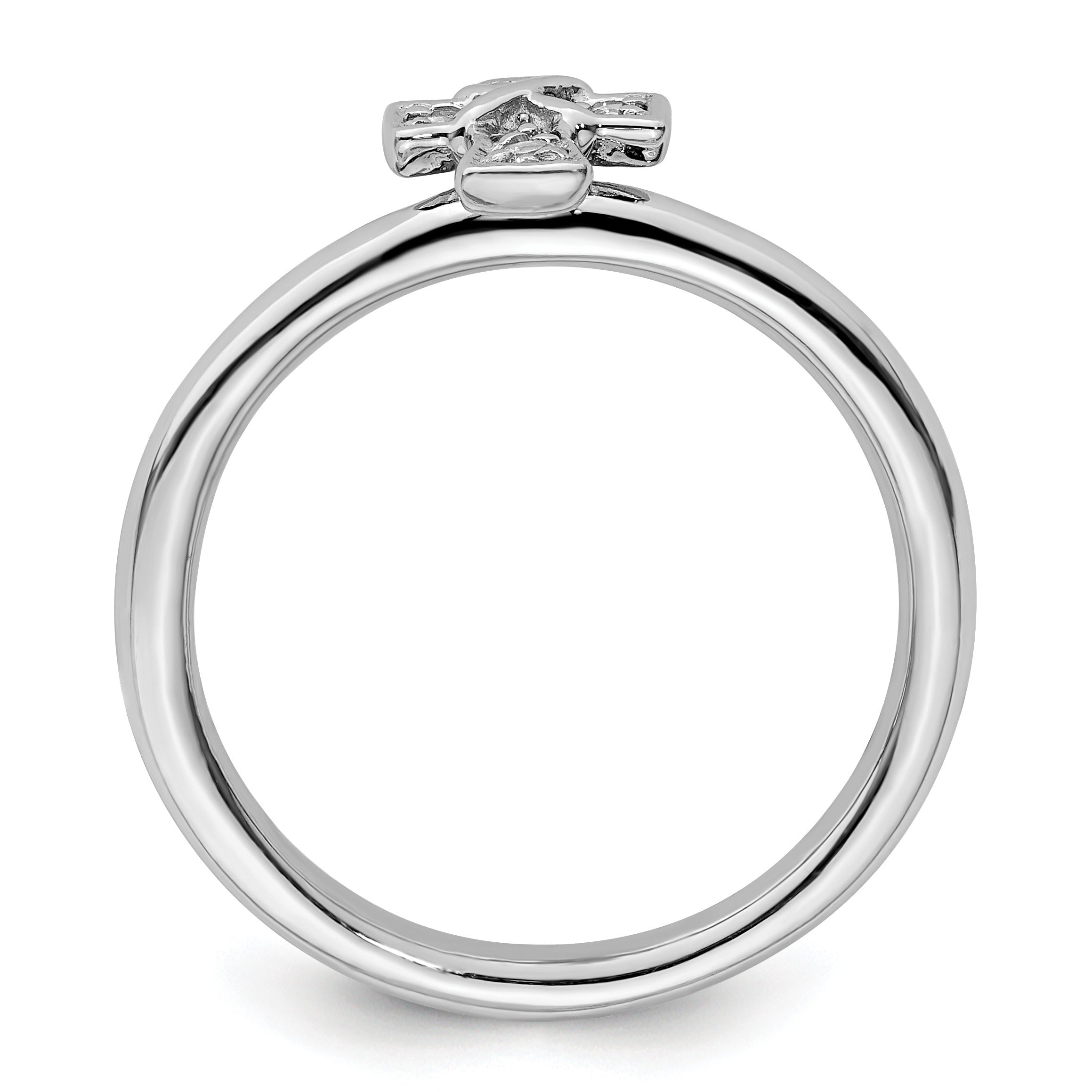 Natural White Topaz Silver Stackable Cross Ring